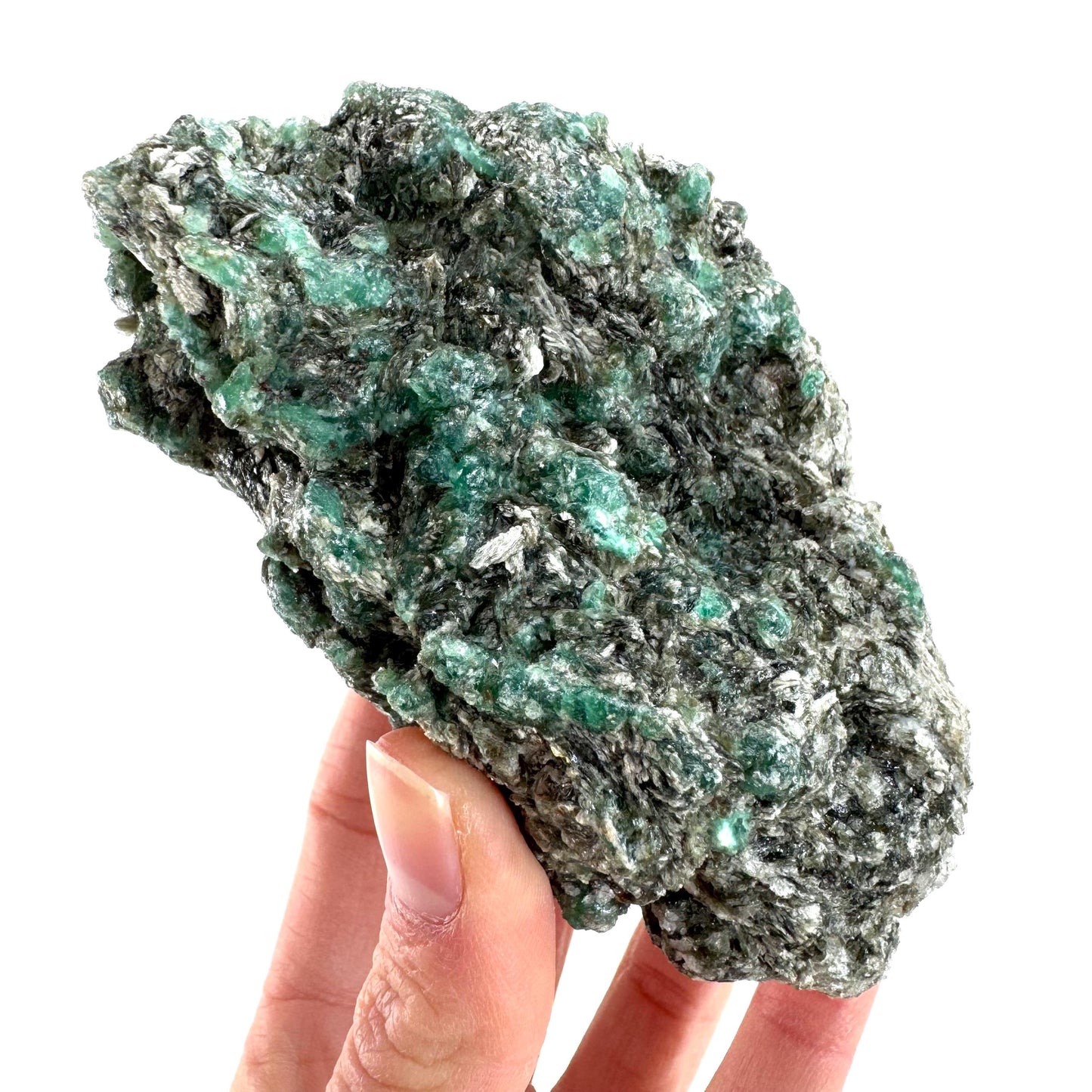 Emerald Mica in Matrix | natural green crystal, mineral specimen from Zimbabwe