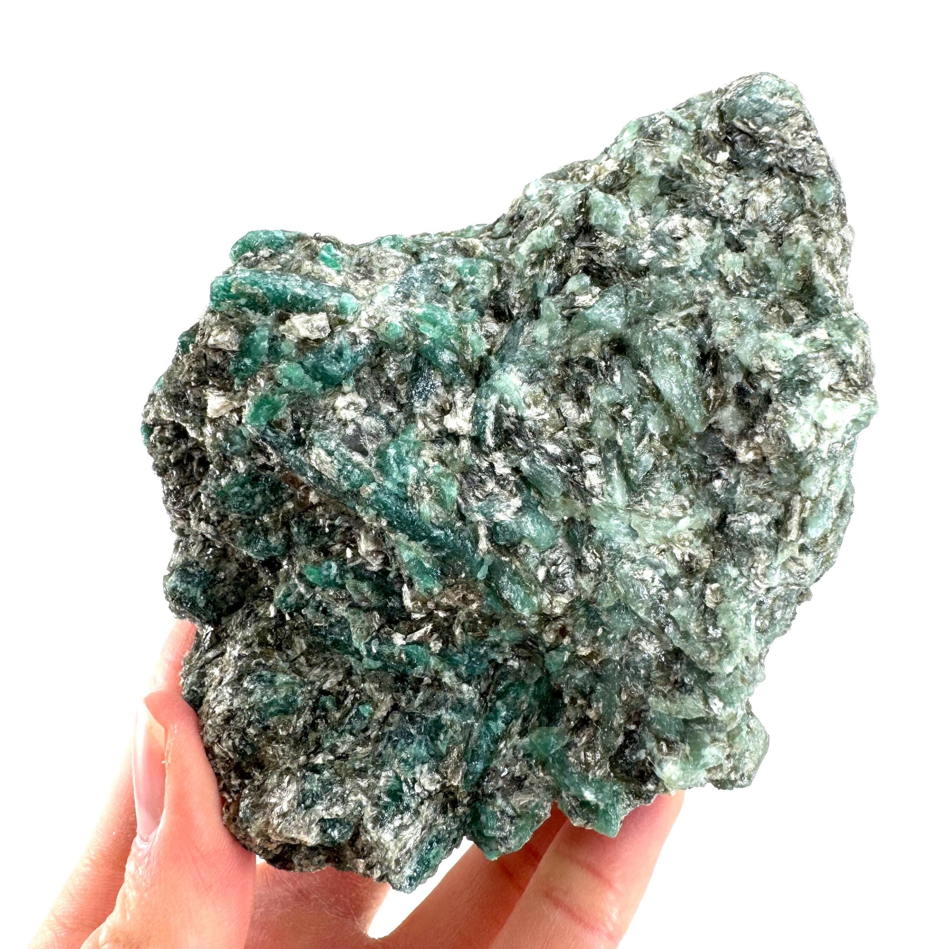 Emerald Mica in Matrix | natural green crystal, mineral specimen from Zimbabwe