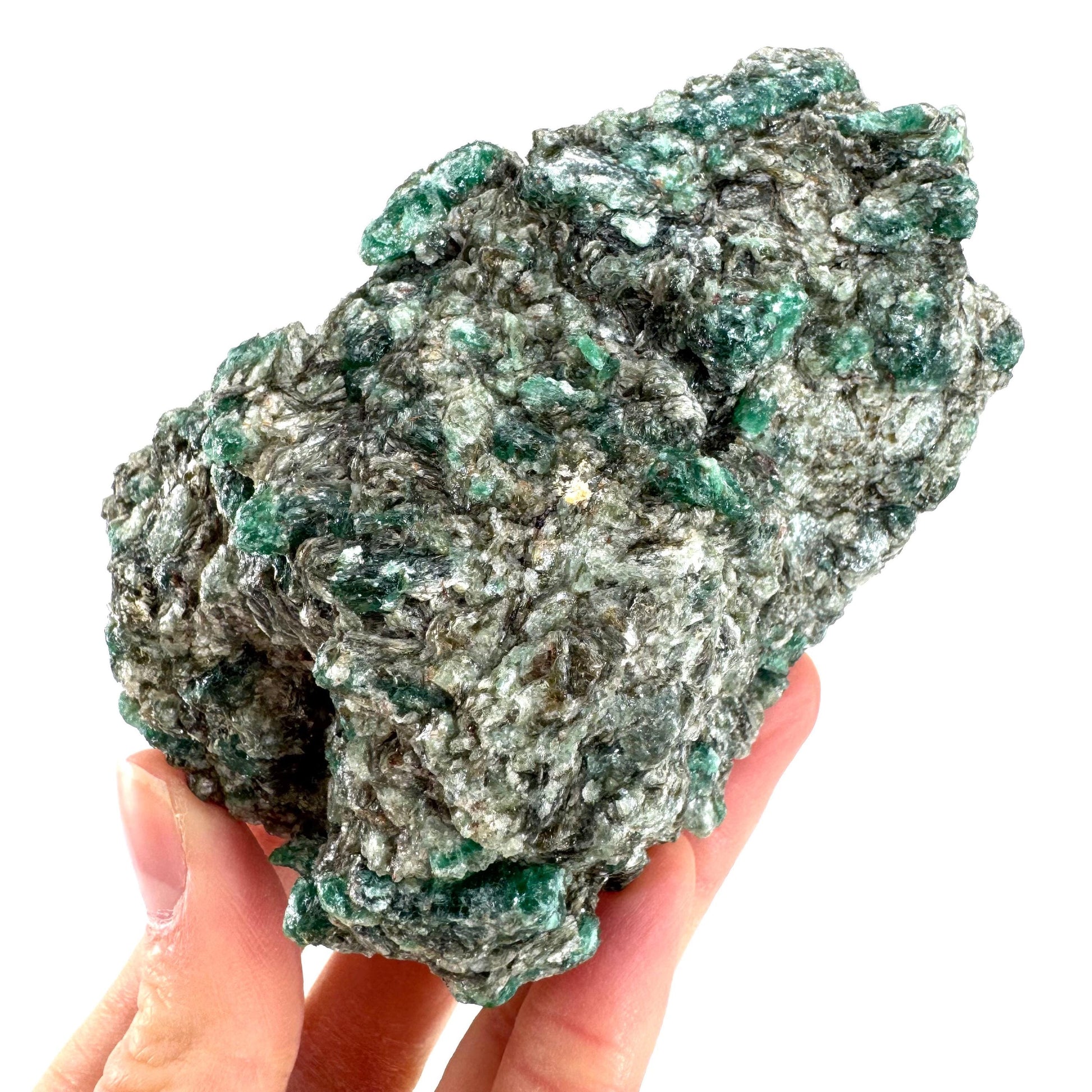 Emerald Mica in Matrix | natural green crystal, mineral specimen from Zimbabwe