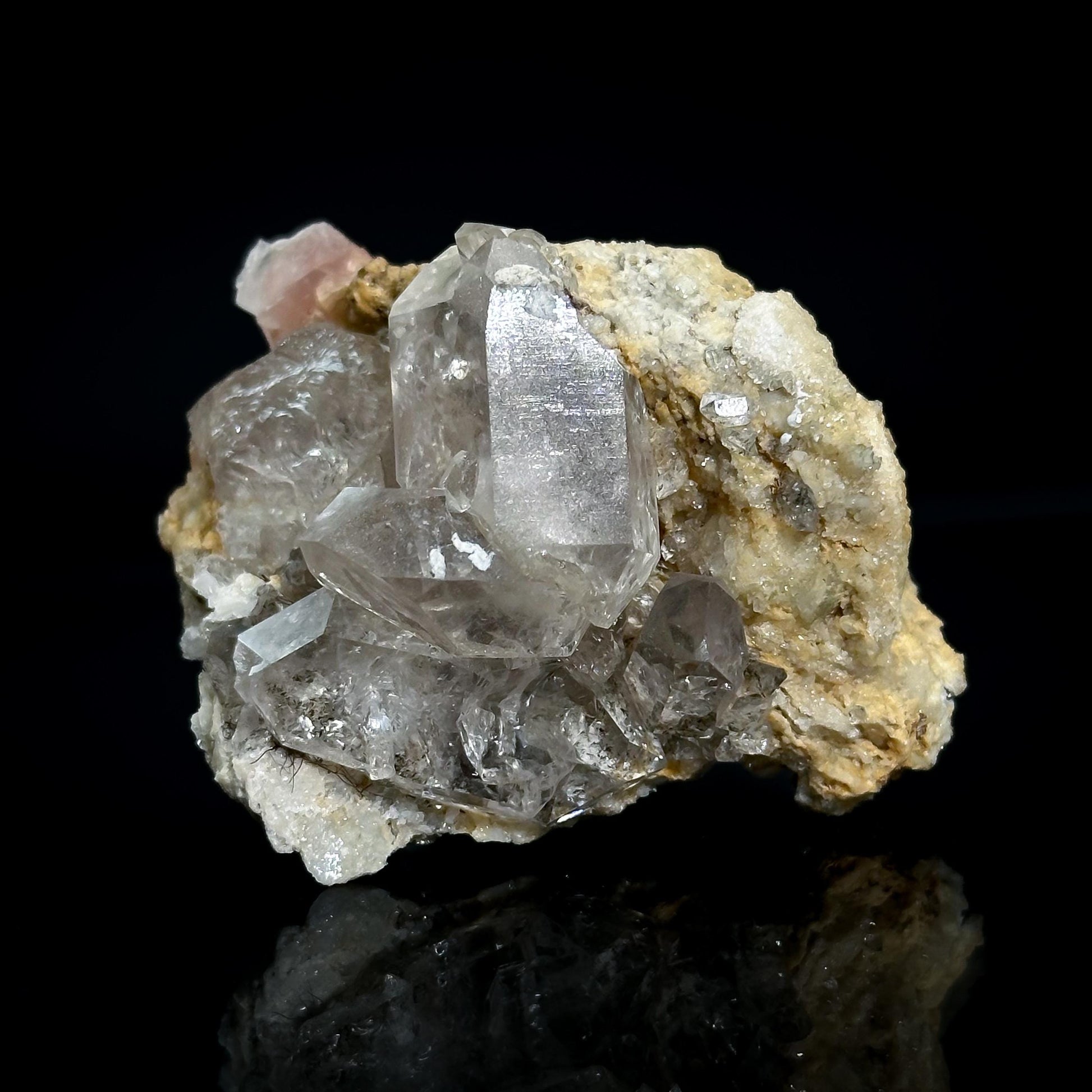 Pink Fluorite on Quartz | Mont Blanc crystal, mineral specimen from France