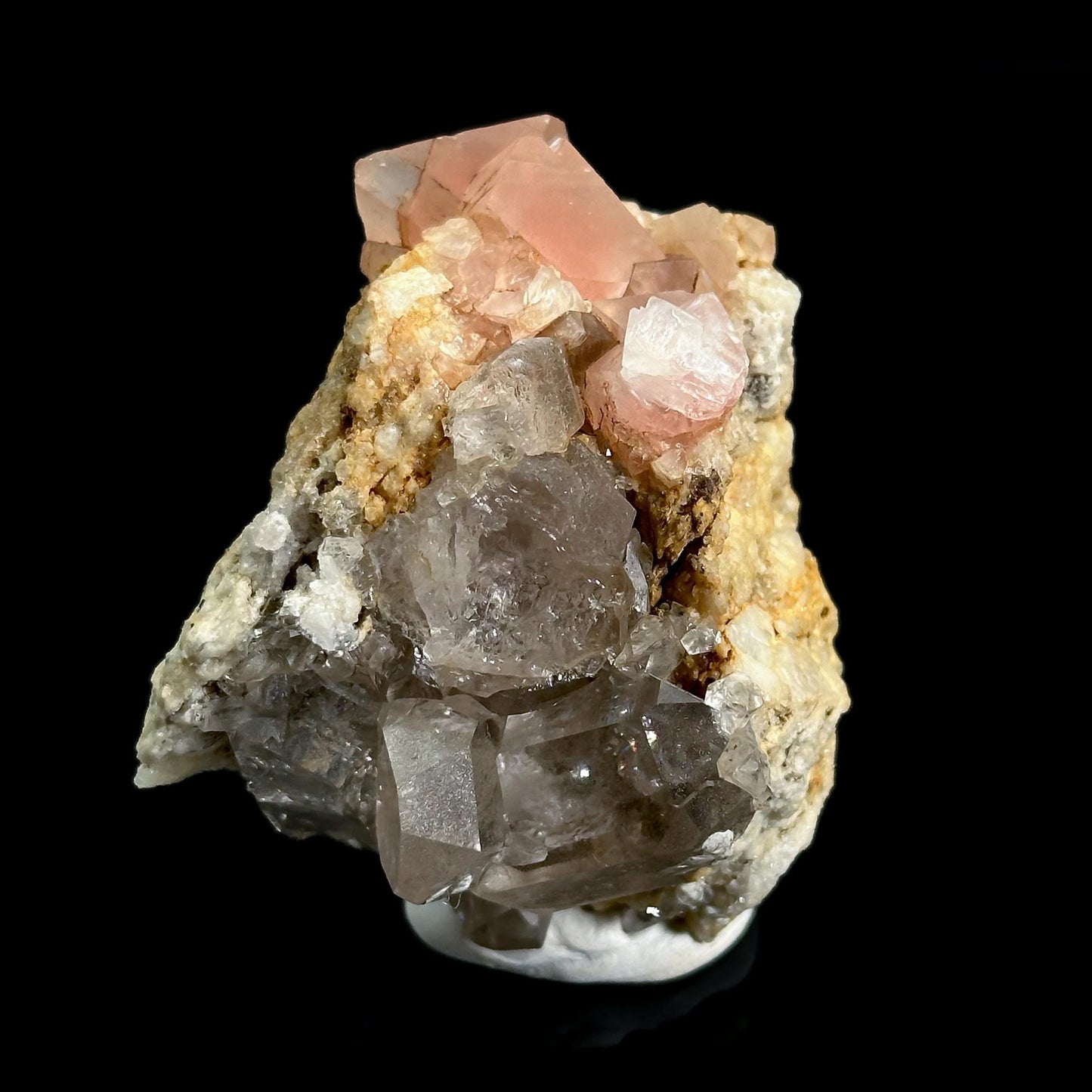 Pink Fluorite on Quartz | Mont Blanc crystal, mineral specimen from France