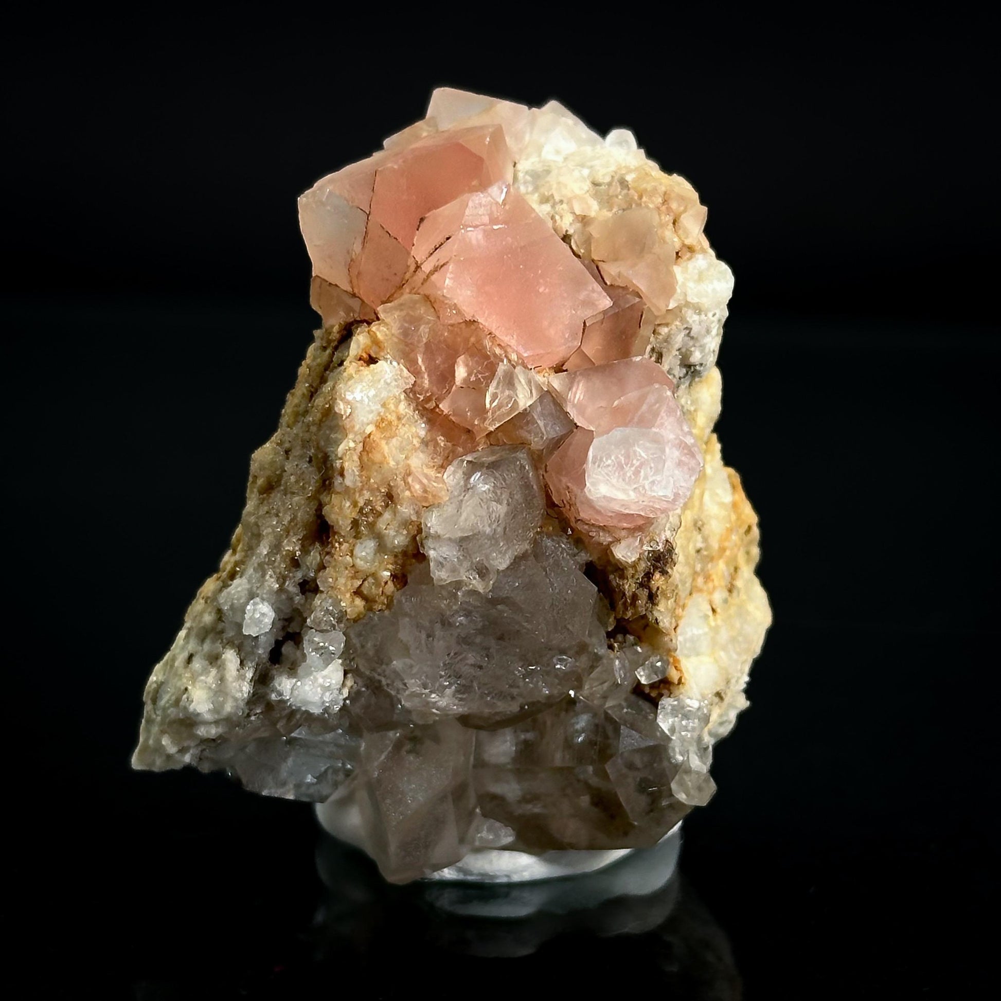 Pink Fluorite on Quartz | Mont Blanc crystal, mineral specimen from France