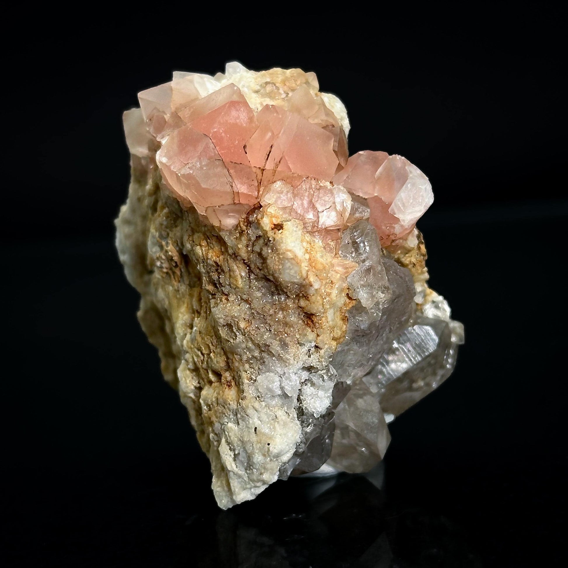 Pink Fluorite on Quartz | Mont Blanc crystal, mineral specimen from France