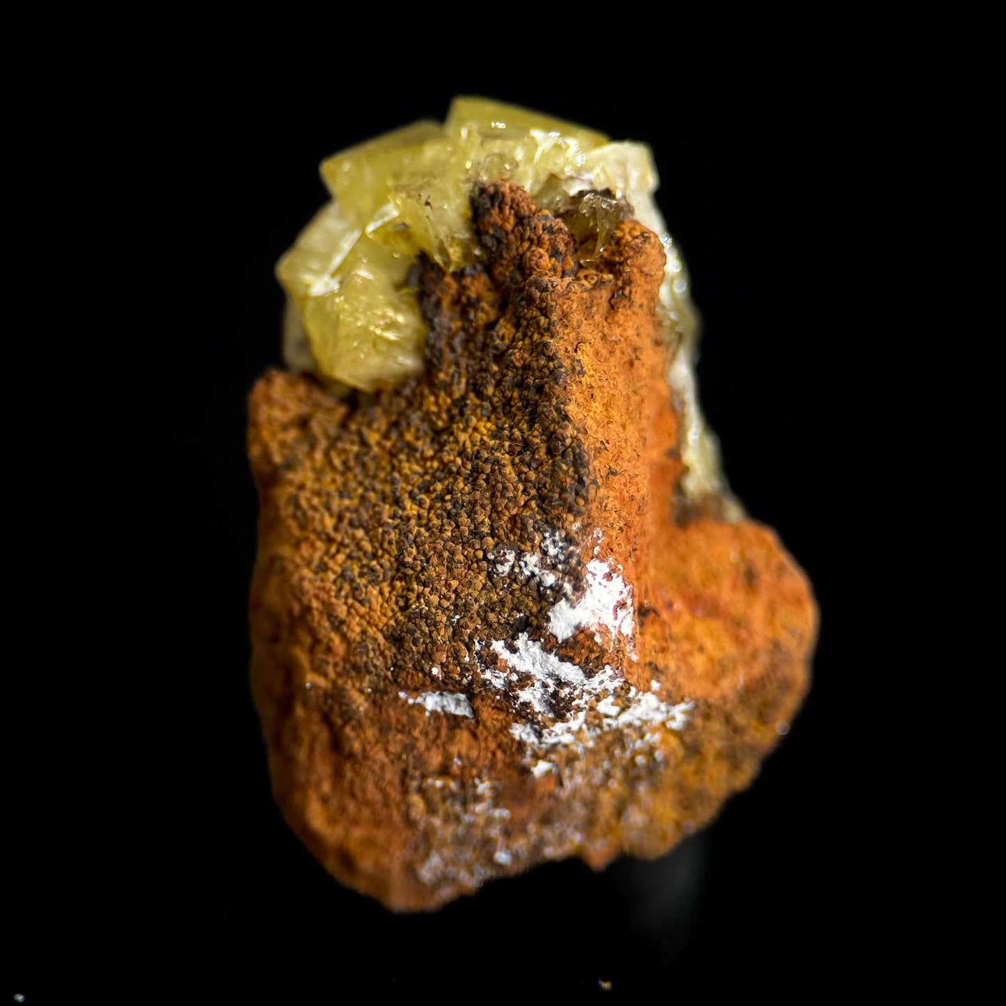 Adamite | yellow crystal, fluorescent mineral specimen from Mexico