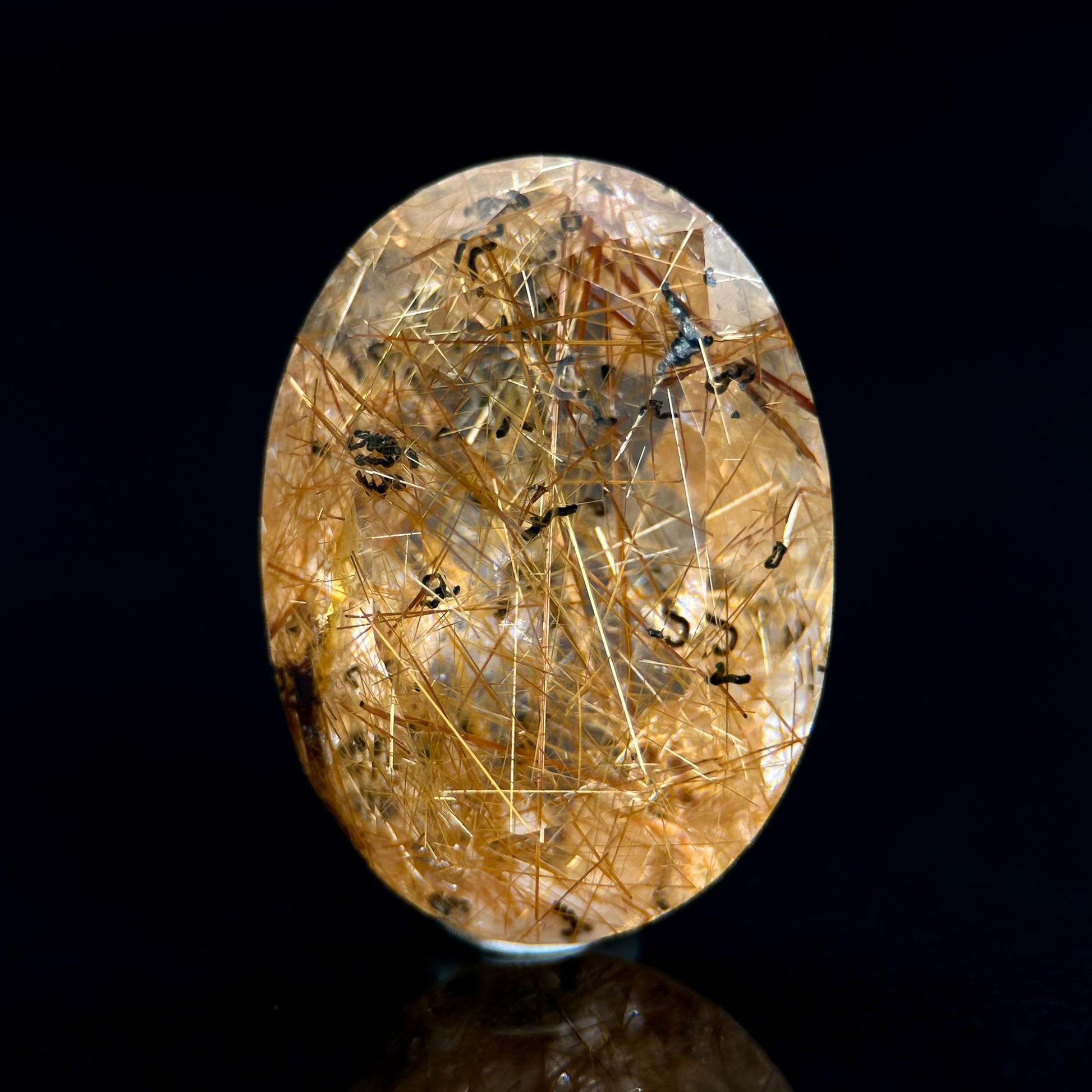 Golden Rutile Quartz Cabochon | Flashy Natural Gemstone