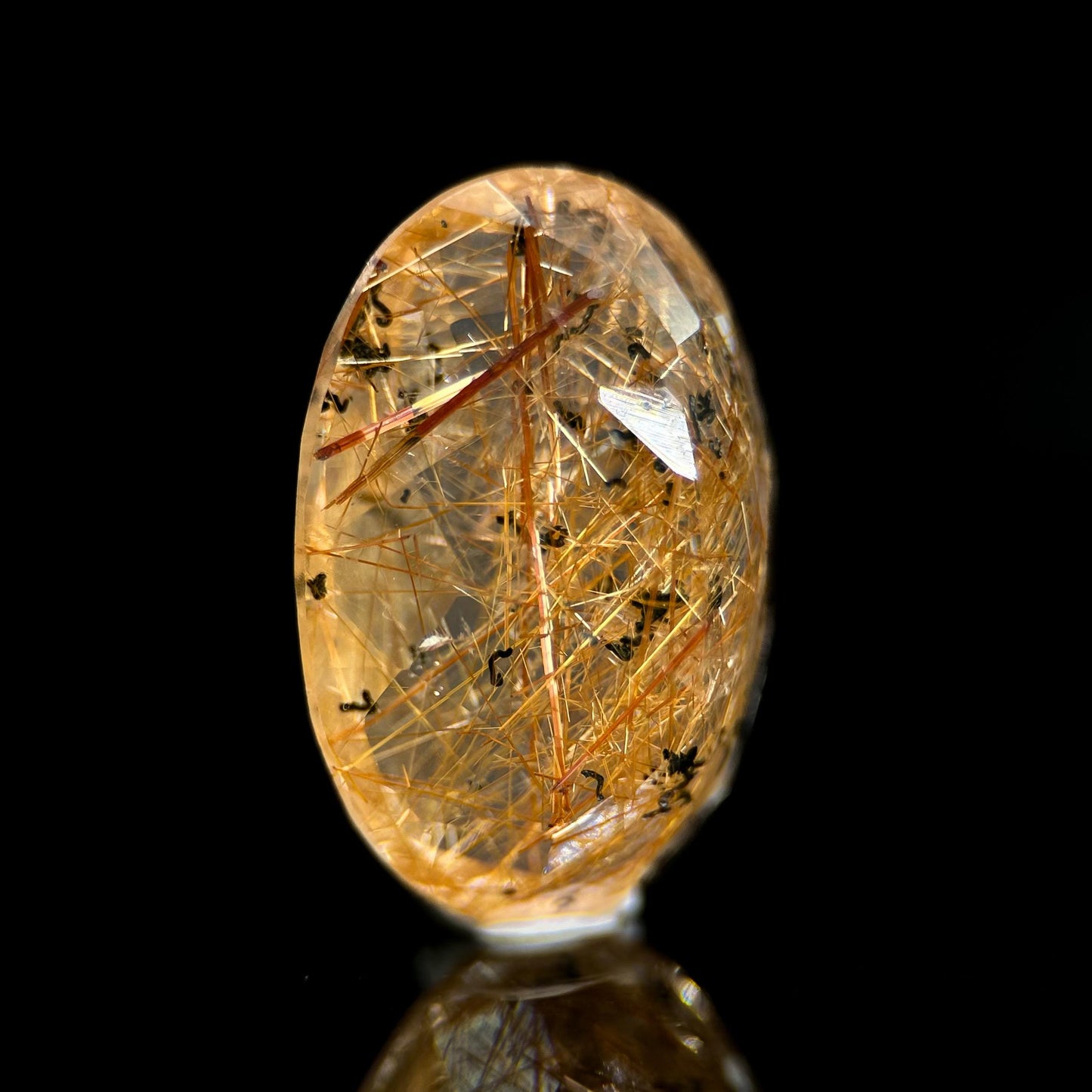 Golden Rutile Quartz Cabochon | Flashy Natural Gemstone
