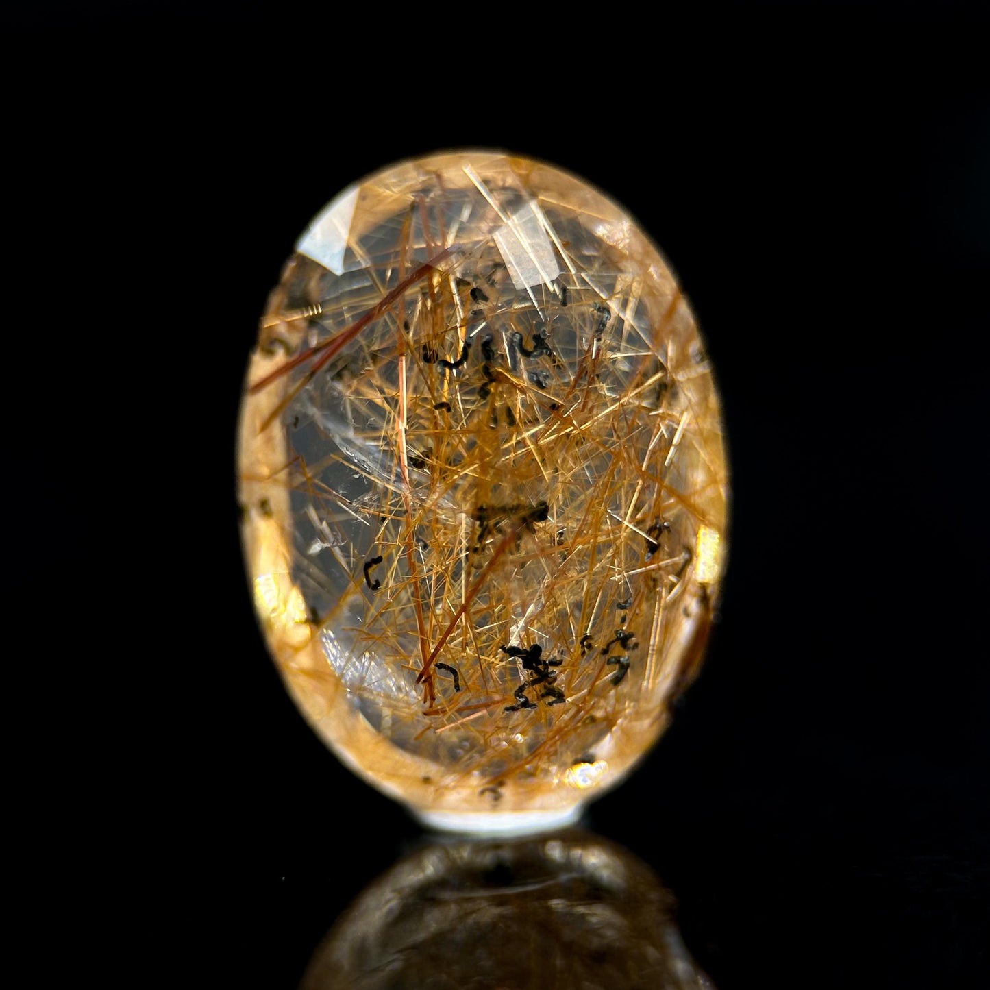 Golden Rutile Quartz Cabochon | Flashy Natural Gemstone