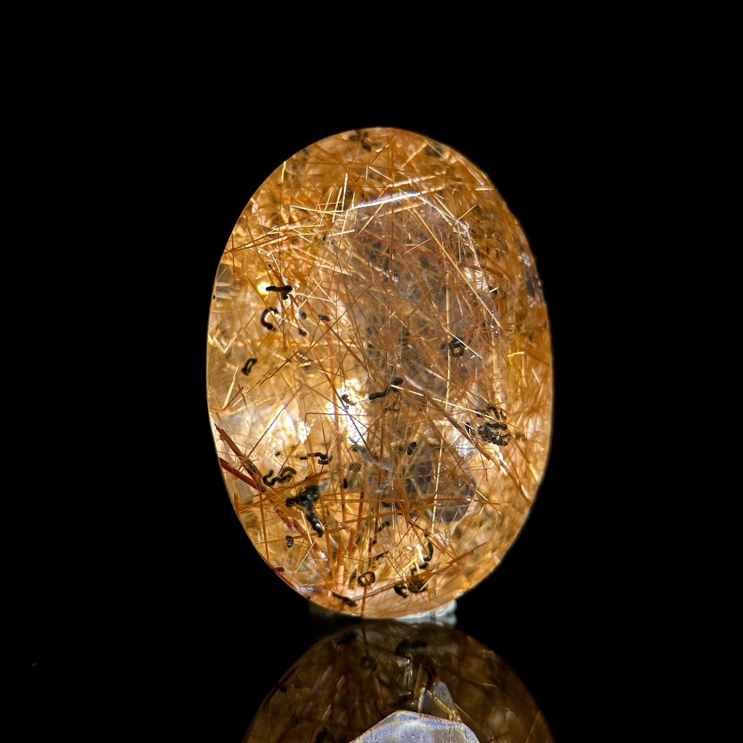 Golden Rutile Quartz Cabochon | Flashy Natural Gemstone