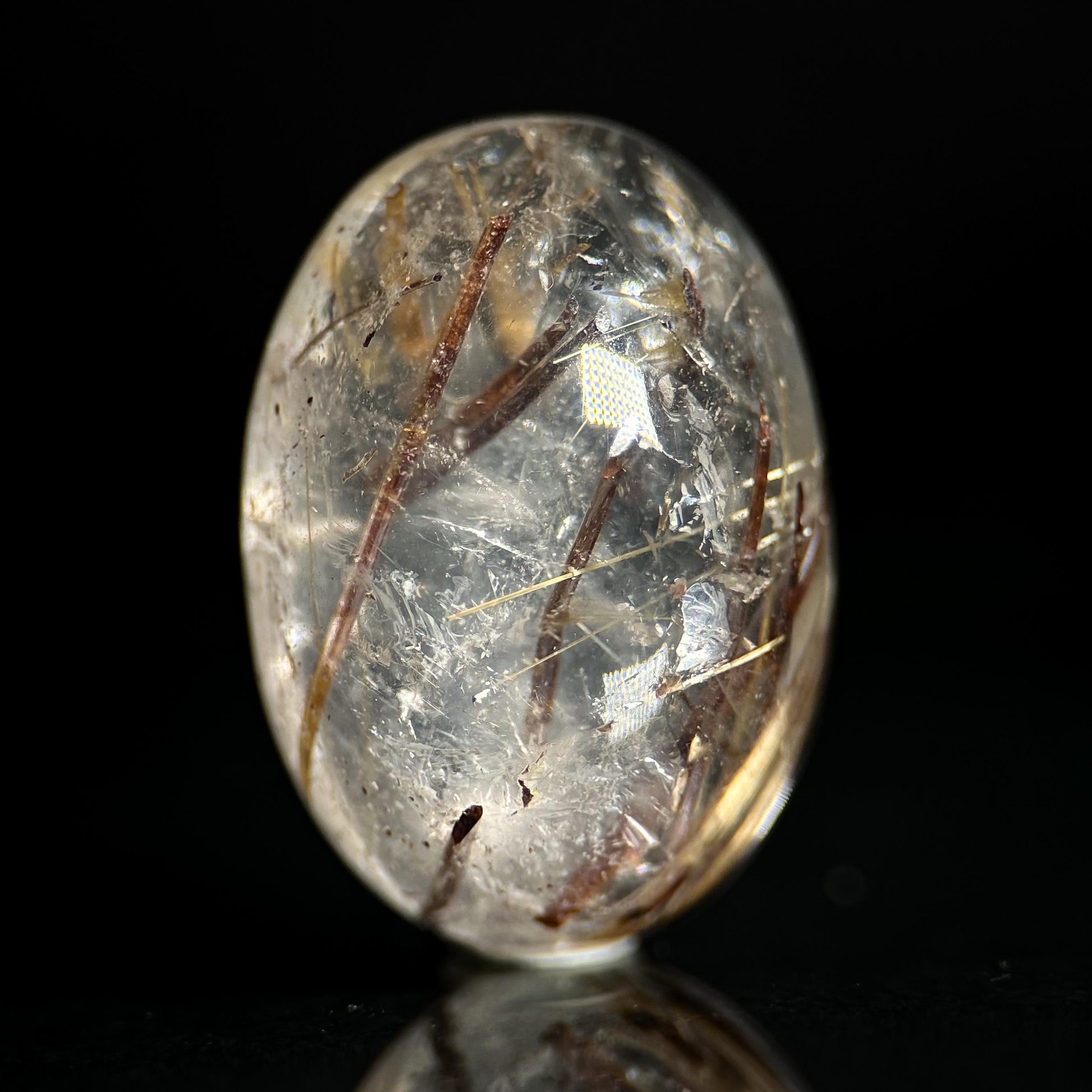 Copper Rutile Quartz Cabochon | Flashy Natural Gemstone
