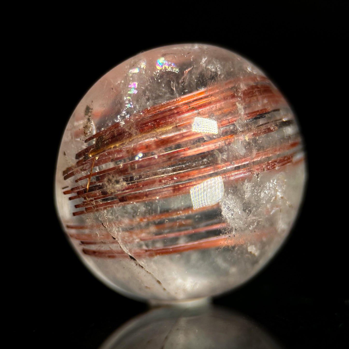 Red Rutile Quartz Cabochon | Flashy Natural Gemstone