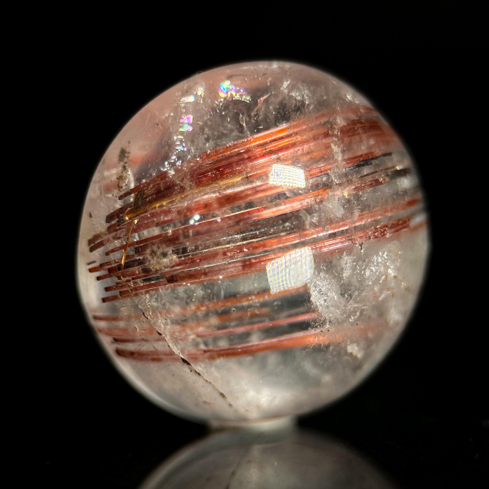 Red Rutile Quartz Cabochon | Flashy Natural Gemstone