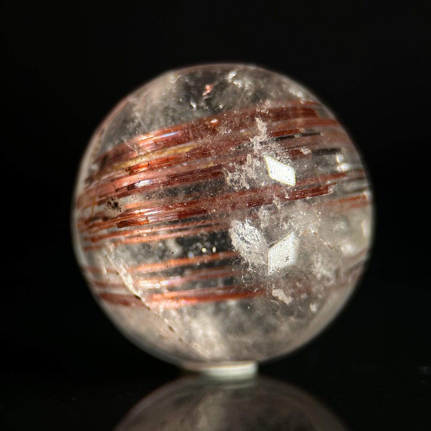 Red Rutile Quartz Cabochon | Flashy Natural Gemstone