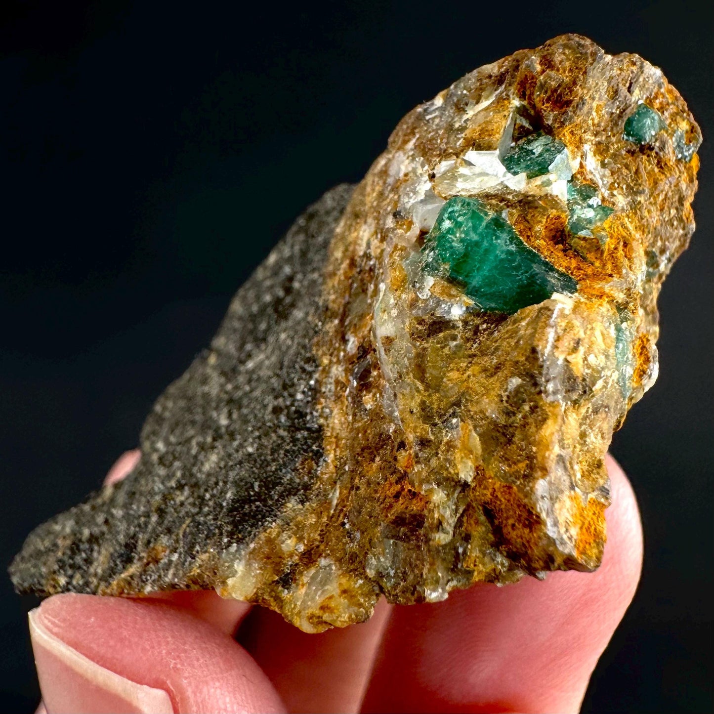 Emerald on Matrix | natural green crystal cluster, raw mineral specimen from Pakistan