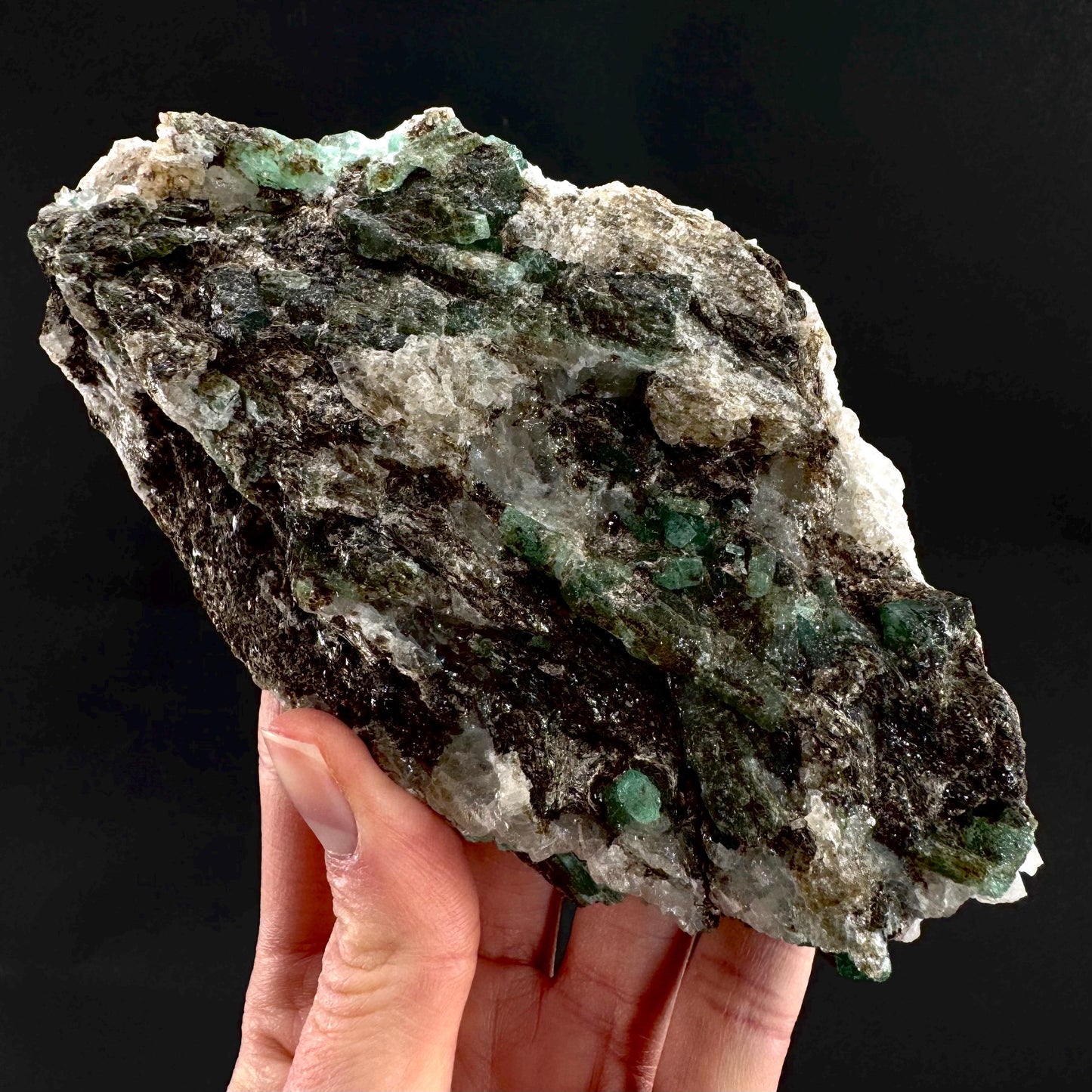 Emerald on Matrix | natural green crystal cluster, raw mineral specimen from Pakistan
