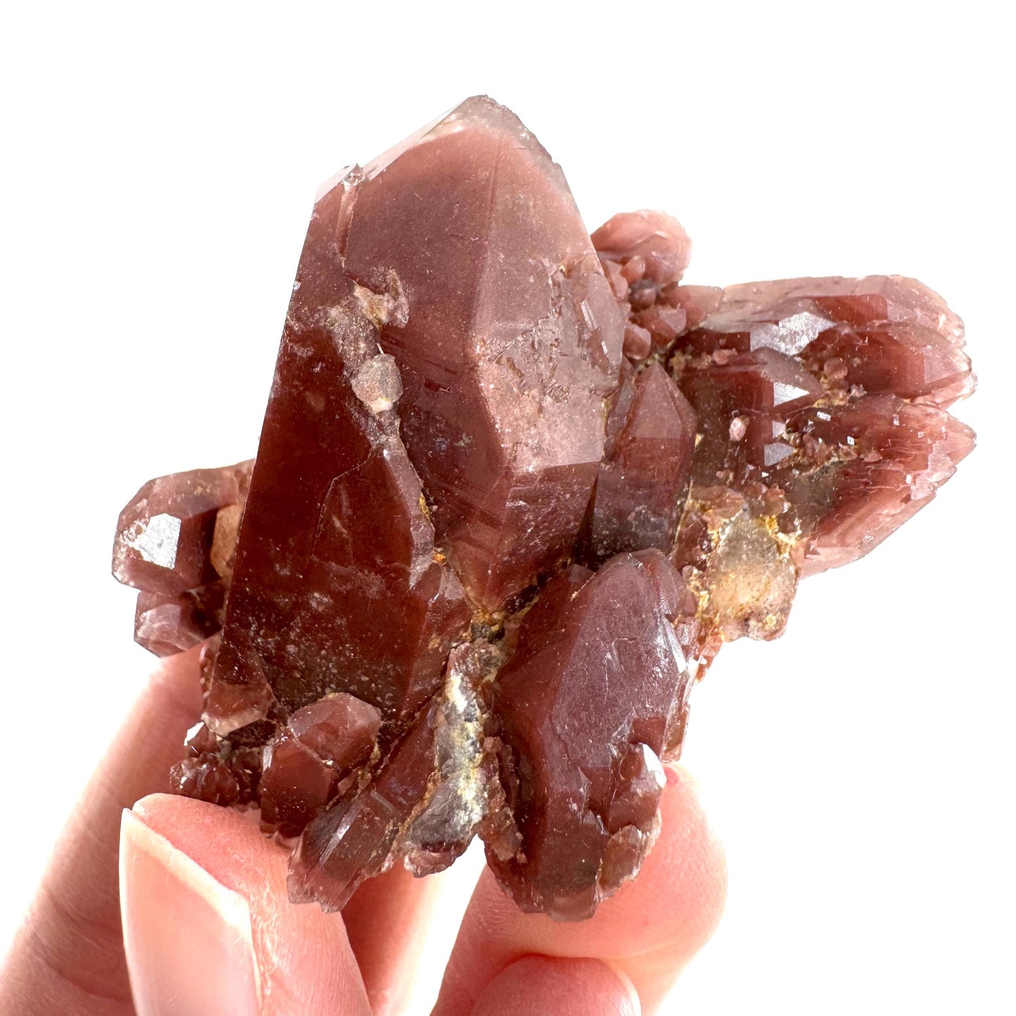 Red Hematite Quartz Crystal | Phantom Fire Quartz, mineral specimen from Zimbabwe
