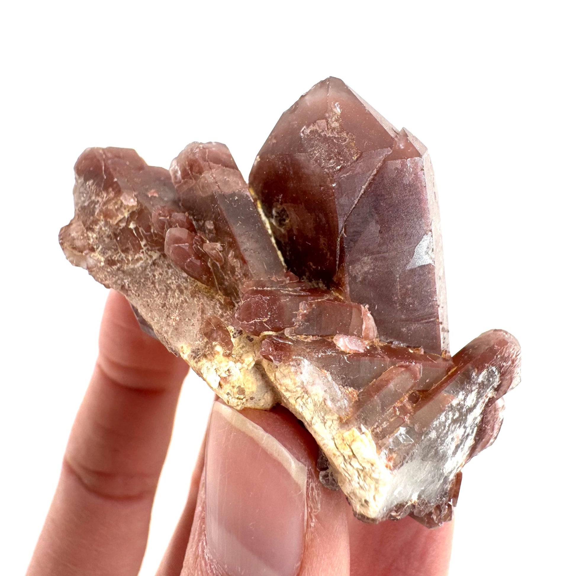 Red Hematite Quartz Crystal | Phantom Fire Quartz, mineral specimen from Zimbabwe