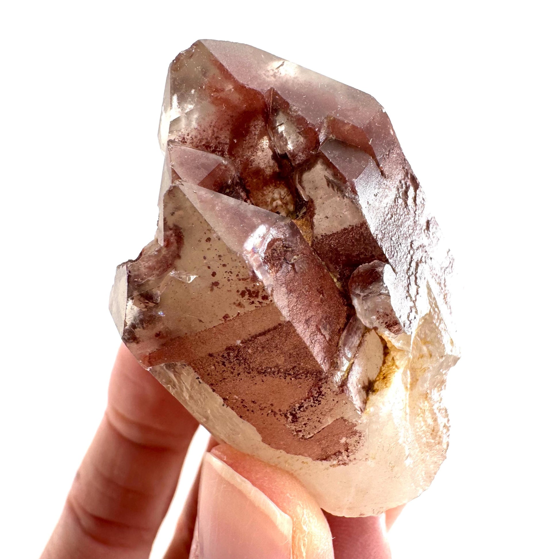 Red Hematite Quartz Crystal | Phantom Fire Quartz, mineral specimen from Zimbabwe