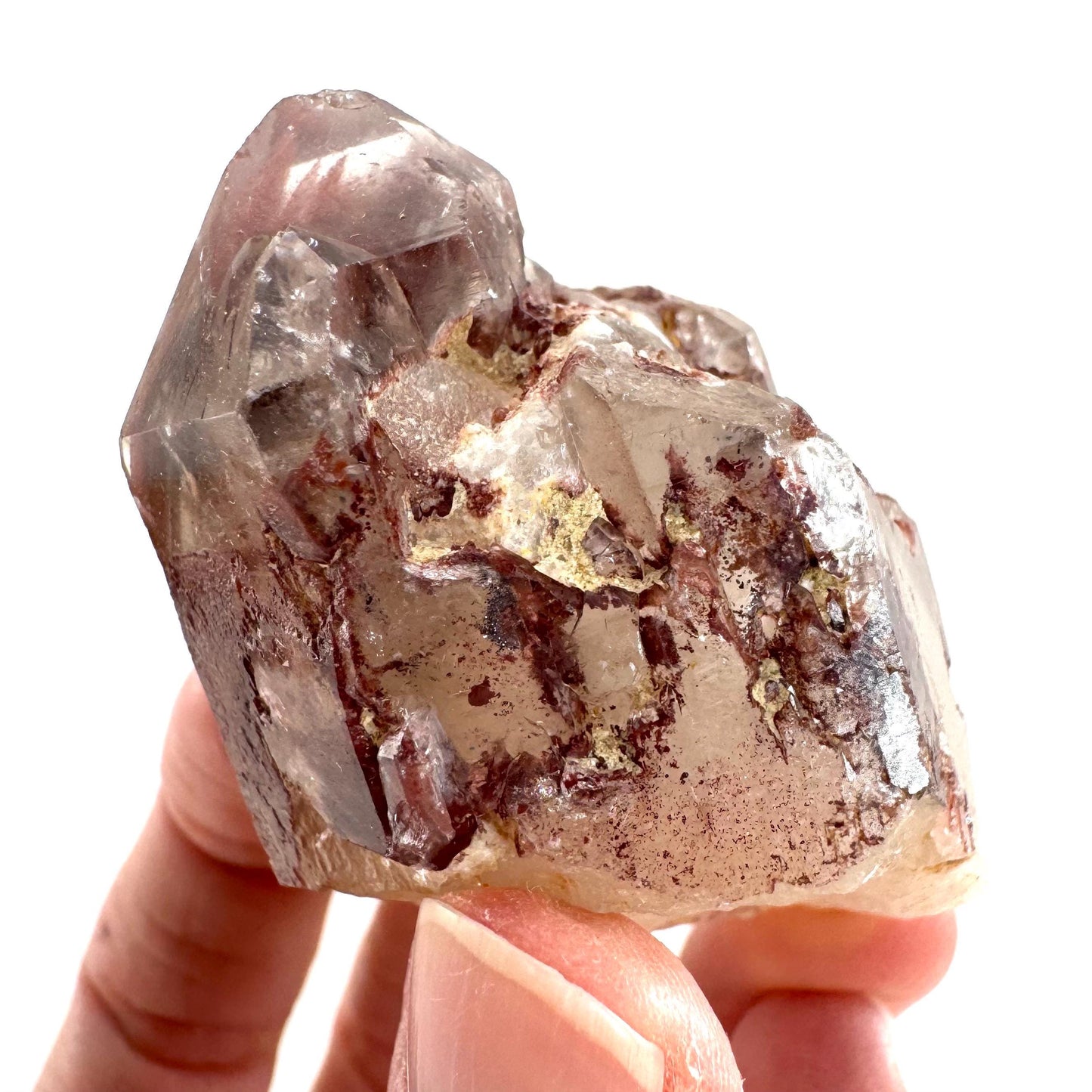Red Hematite Quartz Crystal | Phantom Fire Quartz, mineral specimen from Zimbabwe