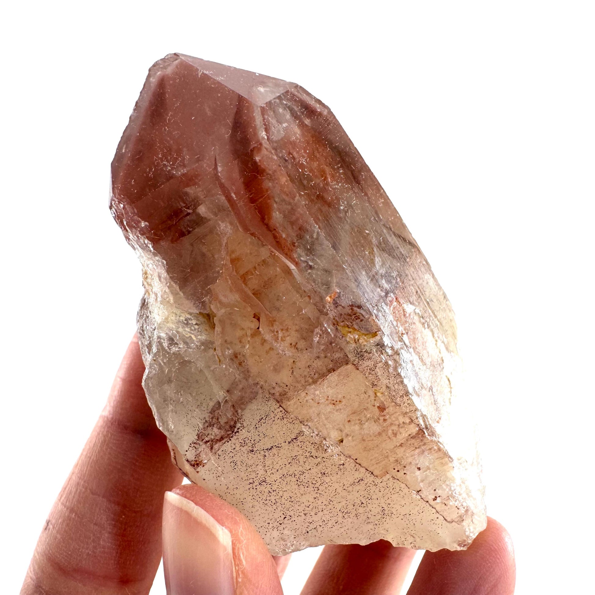 Red Hematite Quartz Crystal | Phantom Fire Quartz, mineral specimen from Zimbabwe