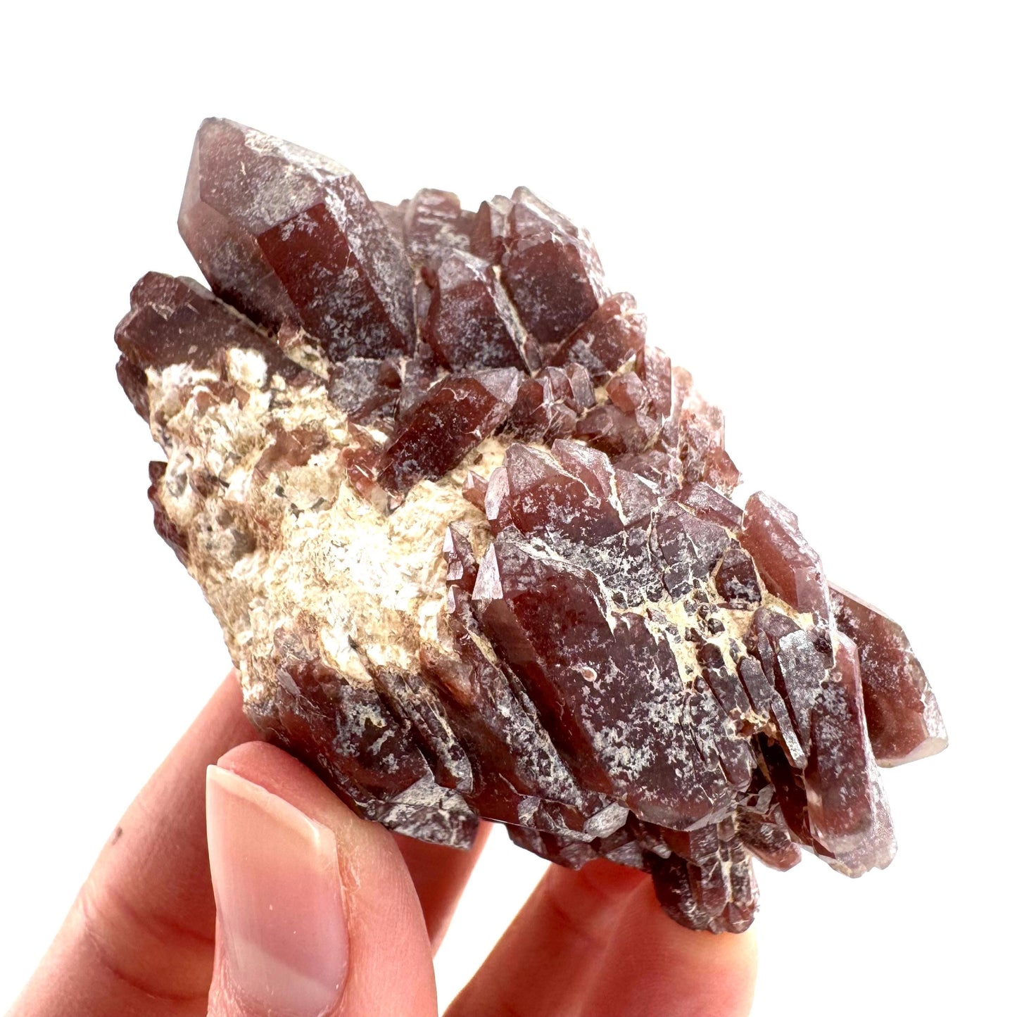 Red Hematite Quartz Crystal | Phantom Fire Quartz, mineral specimen from Zimbabwe