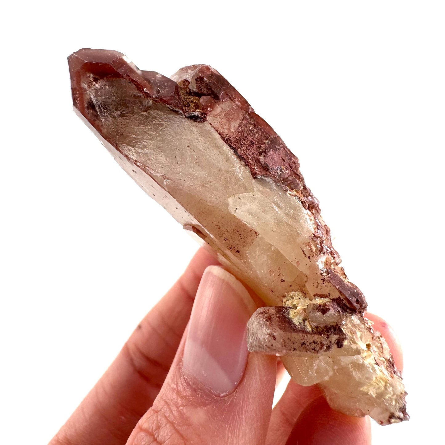 Red Hematite Quartz Crystal | Phantom Fire Quartz, mineral specimen from Zimbabwe