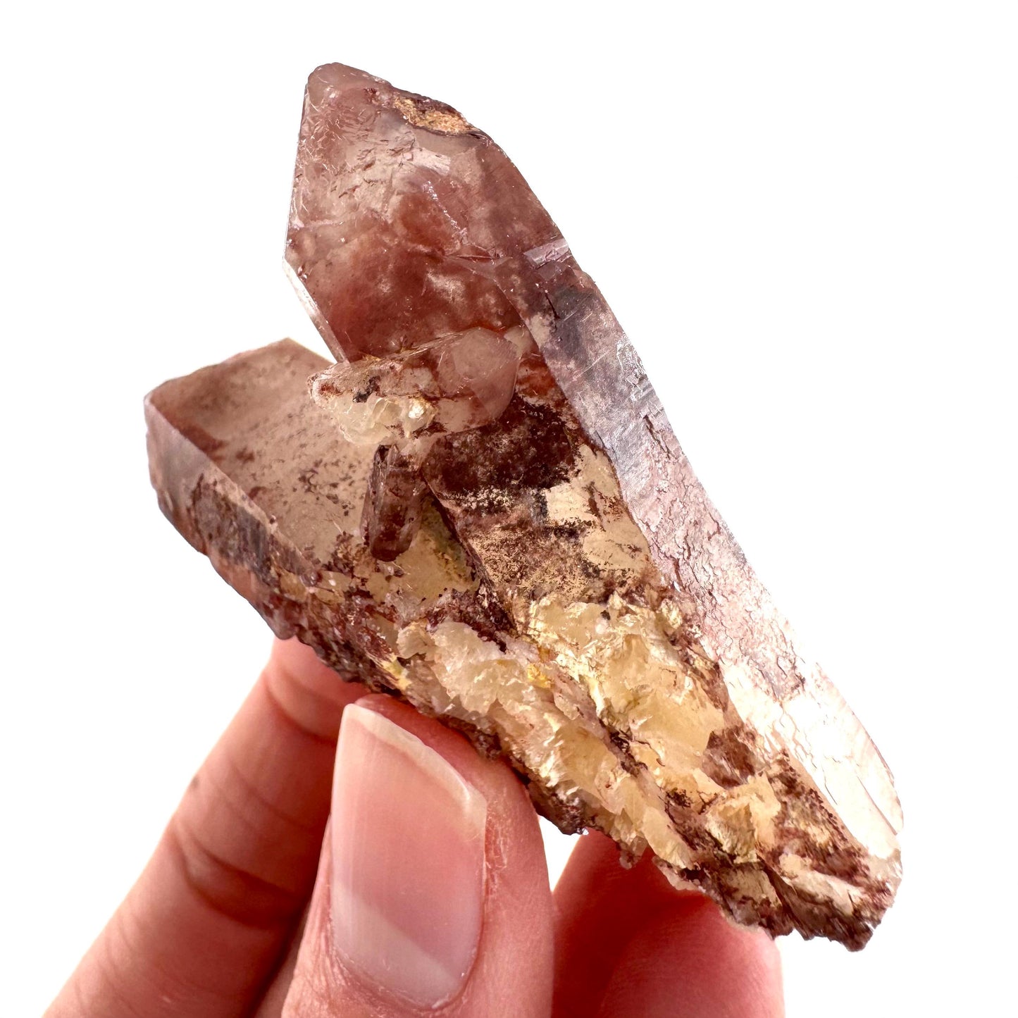 Red Hematite Quartz Crystal | Phantom Fire Quartz, mineral specimen from Zimbabwe