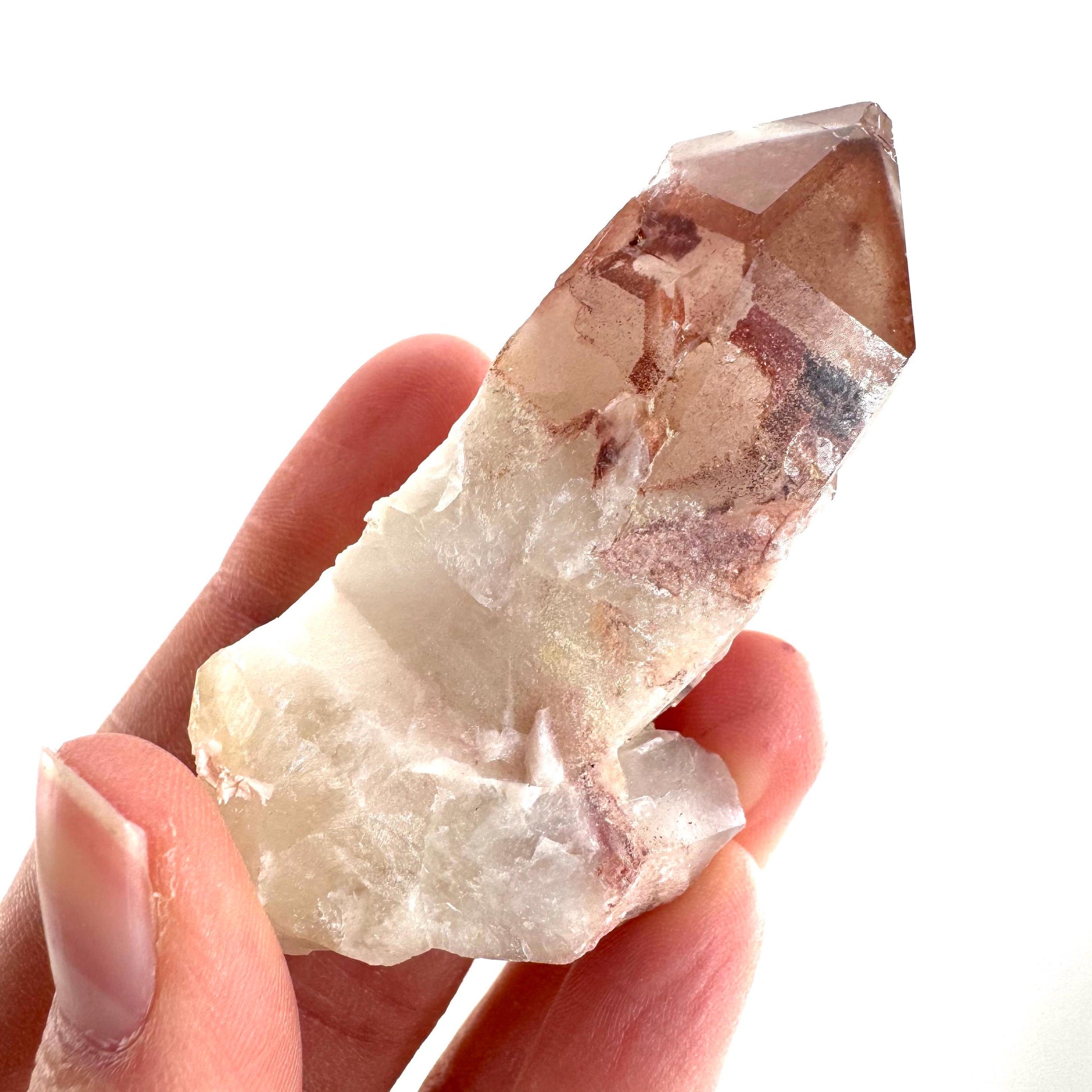 Red Hematite Quartz Crystal | Phantom Fire Quartz, mineral specimen from Zimbabwe