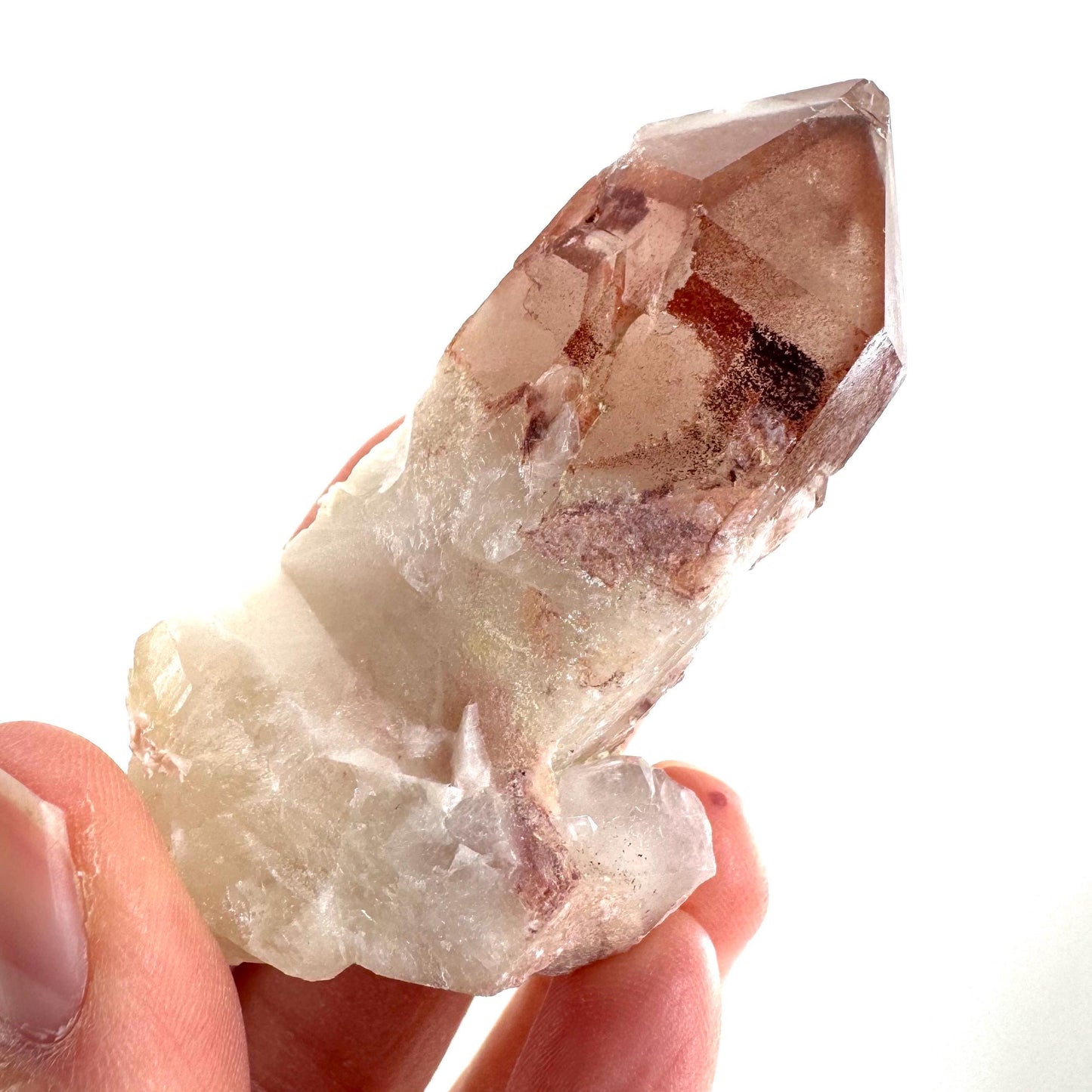 Red Hematite Quartz Crystal | Phantom Fire Quartz, mineral specimen from Zimbabwe