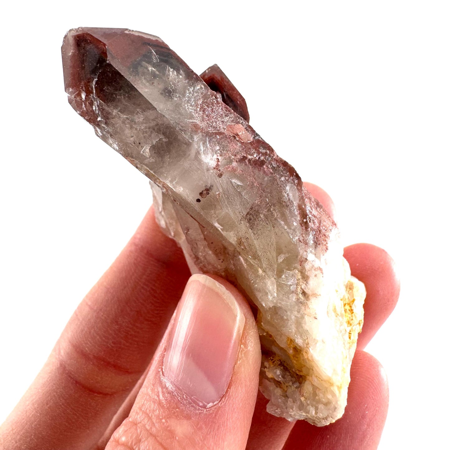 Red Hematite Quartz Crystal | Phantom Fire Quartz, mineral specimen from Zimbabwe