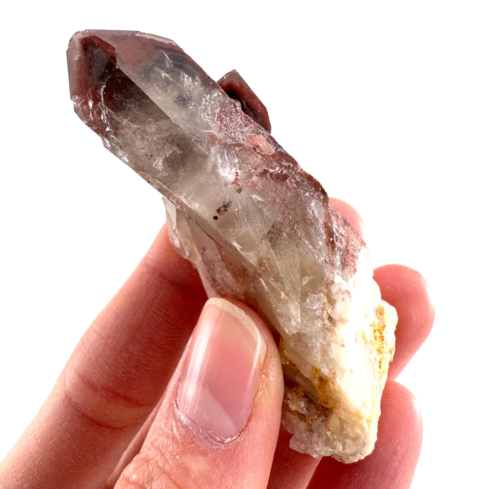 Red Hematite Quartz Crystal | Phantom Fire Quartz, mineral specimen from Zimbabwe