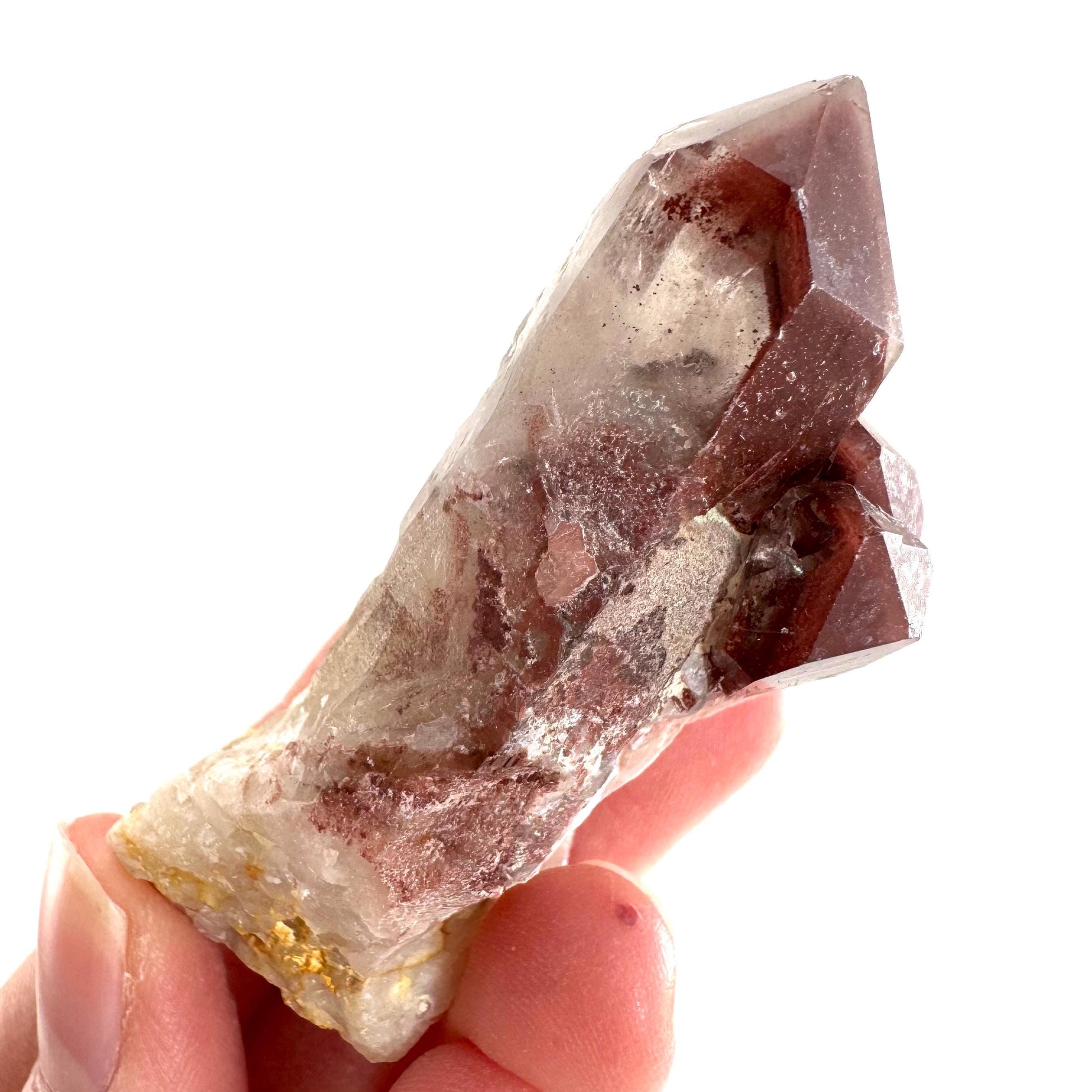 Red Hematite Quartz Crystal | Phantom Fire Quartz, mineral specimen from Zimbabwe