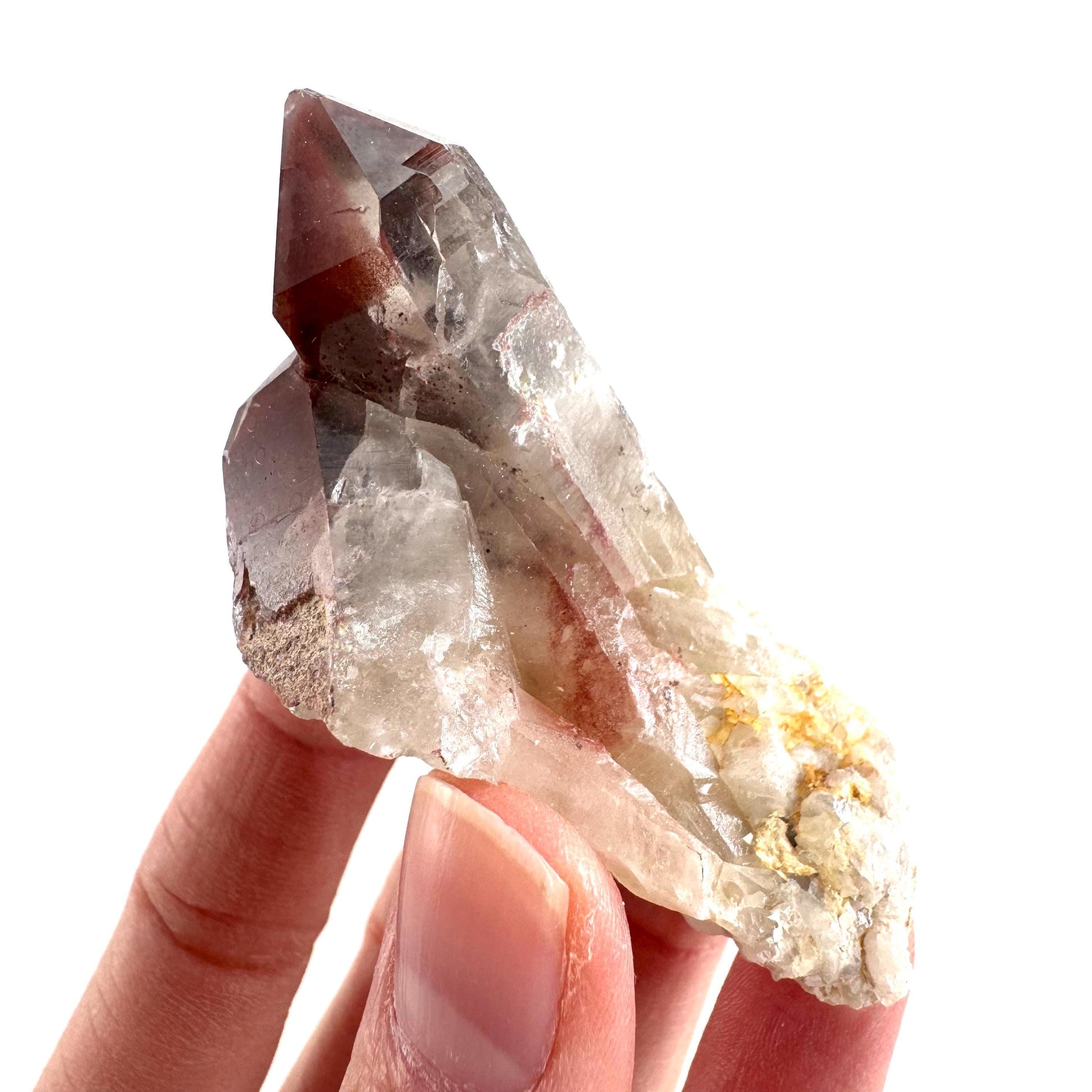 Red Hematite Quartz Crystal | Phantom Fire Quartz, mineral specimen from Zimbabwe