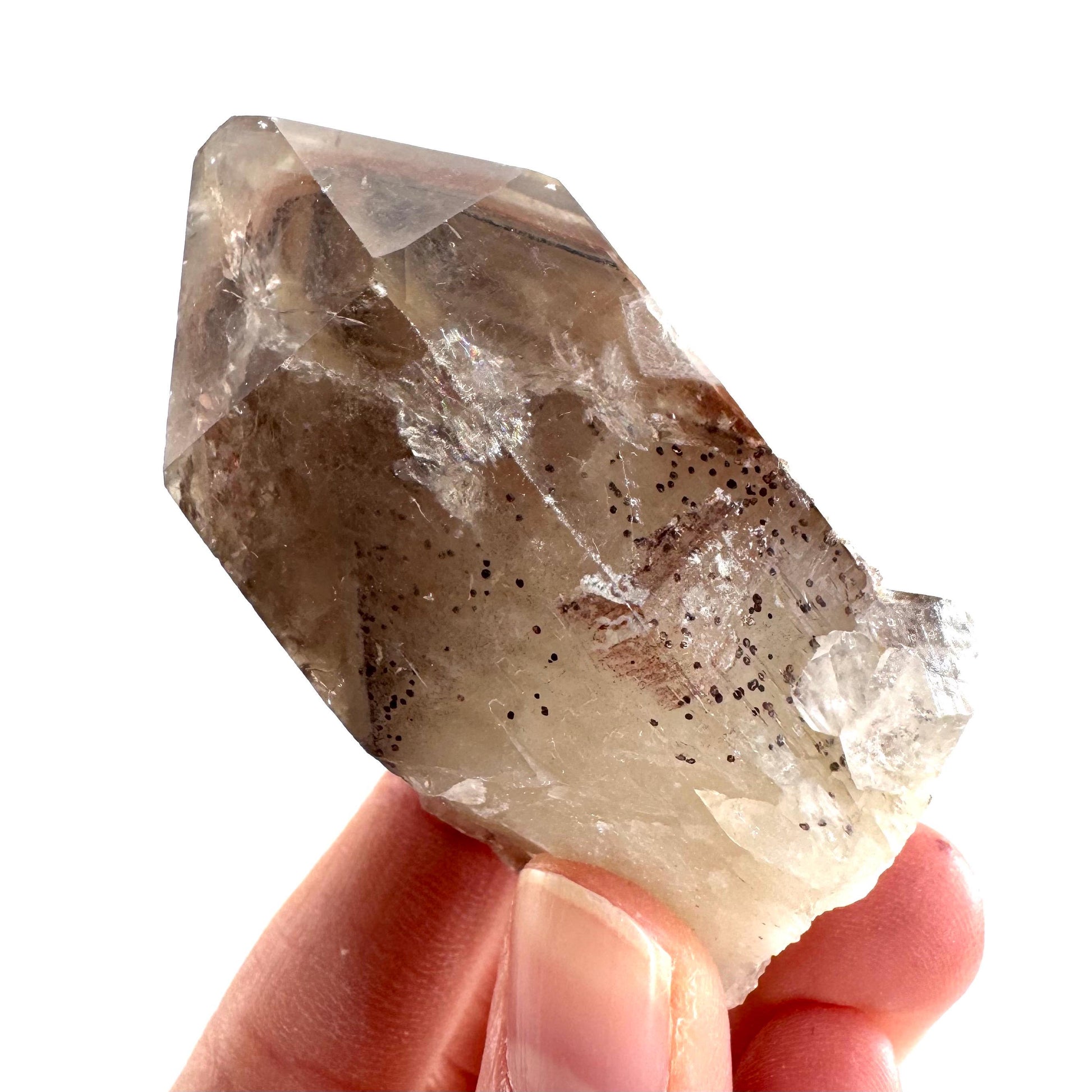 Red Hematite Quartz Crystal | Phantom Fire Quartz, mineral specimen from Zimbabwe
