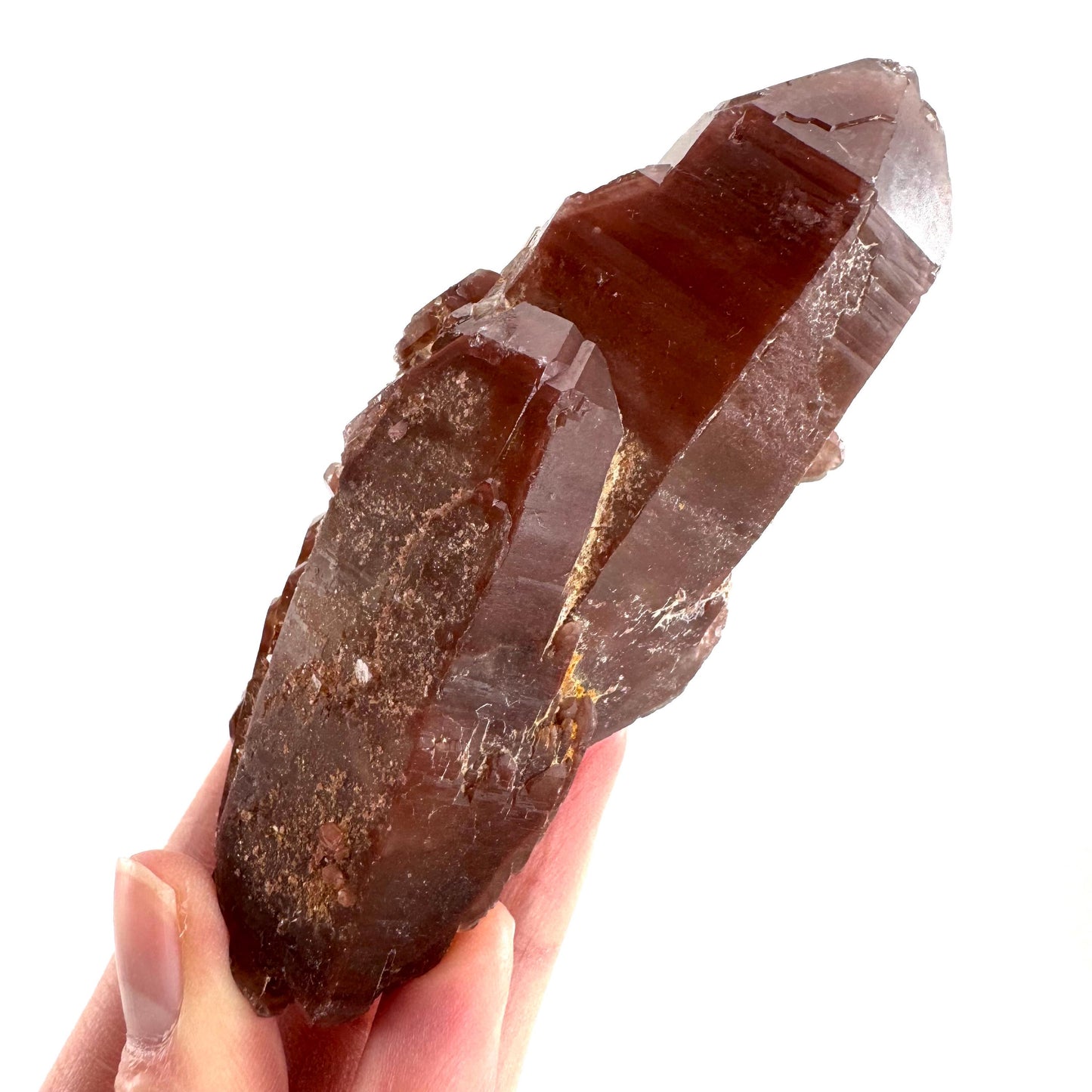 Red Hematite Quartz Crystal | Phantom Fire Quartz, mineral specimen from Zimbabwe