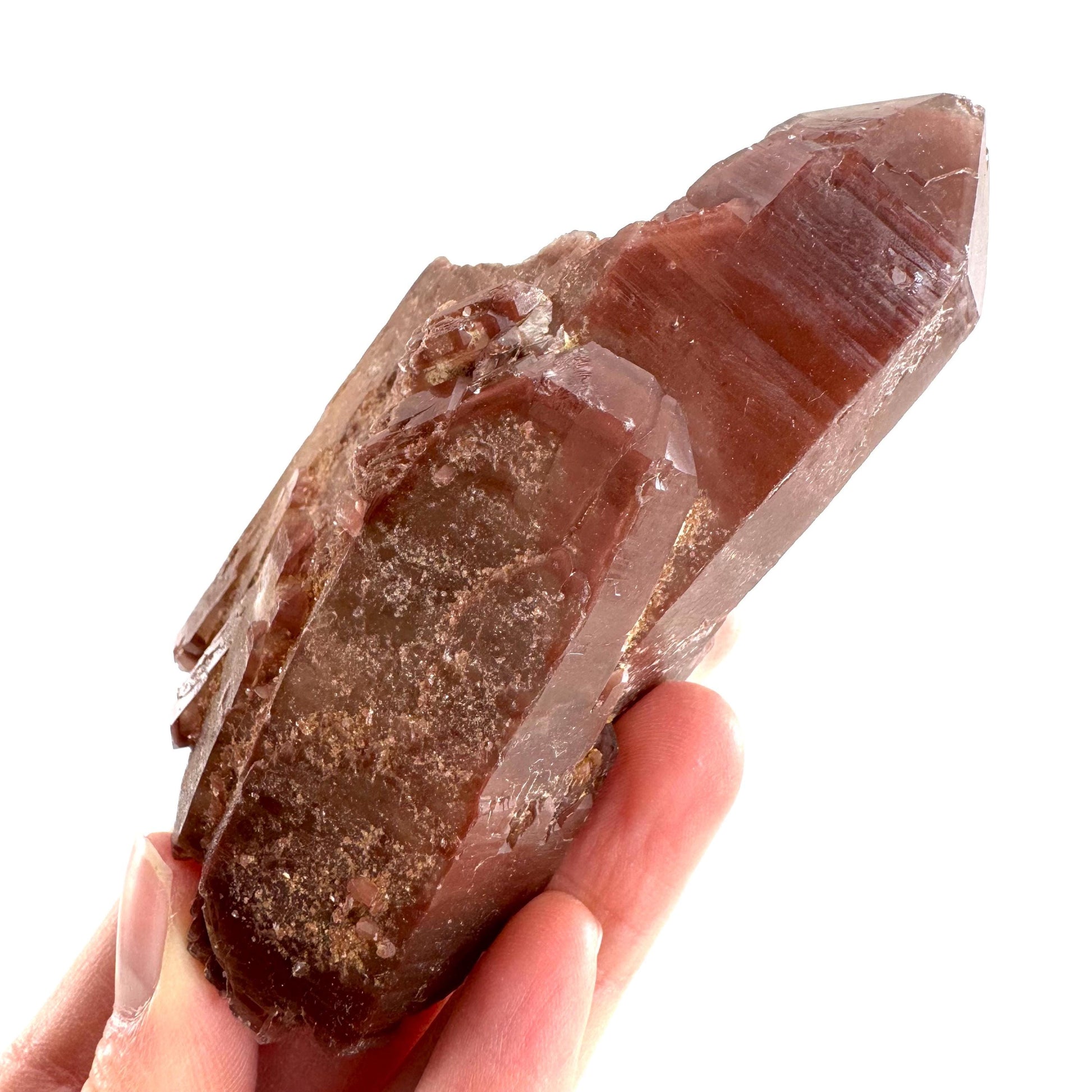 Red Hematite Quartz Crystal | Phantom Fire Quartz, mineral specimen from Zimbabwe