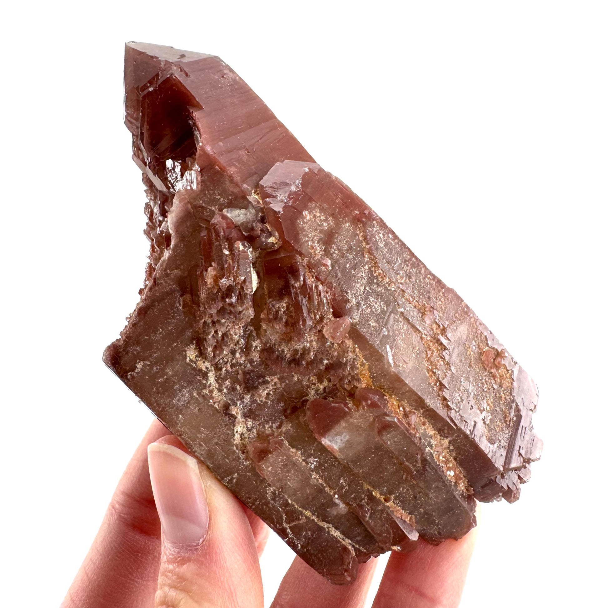 Red Hematite Quartz Crystal | Phantom Fire Quartz, mineral specimen from Zimbabwe