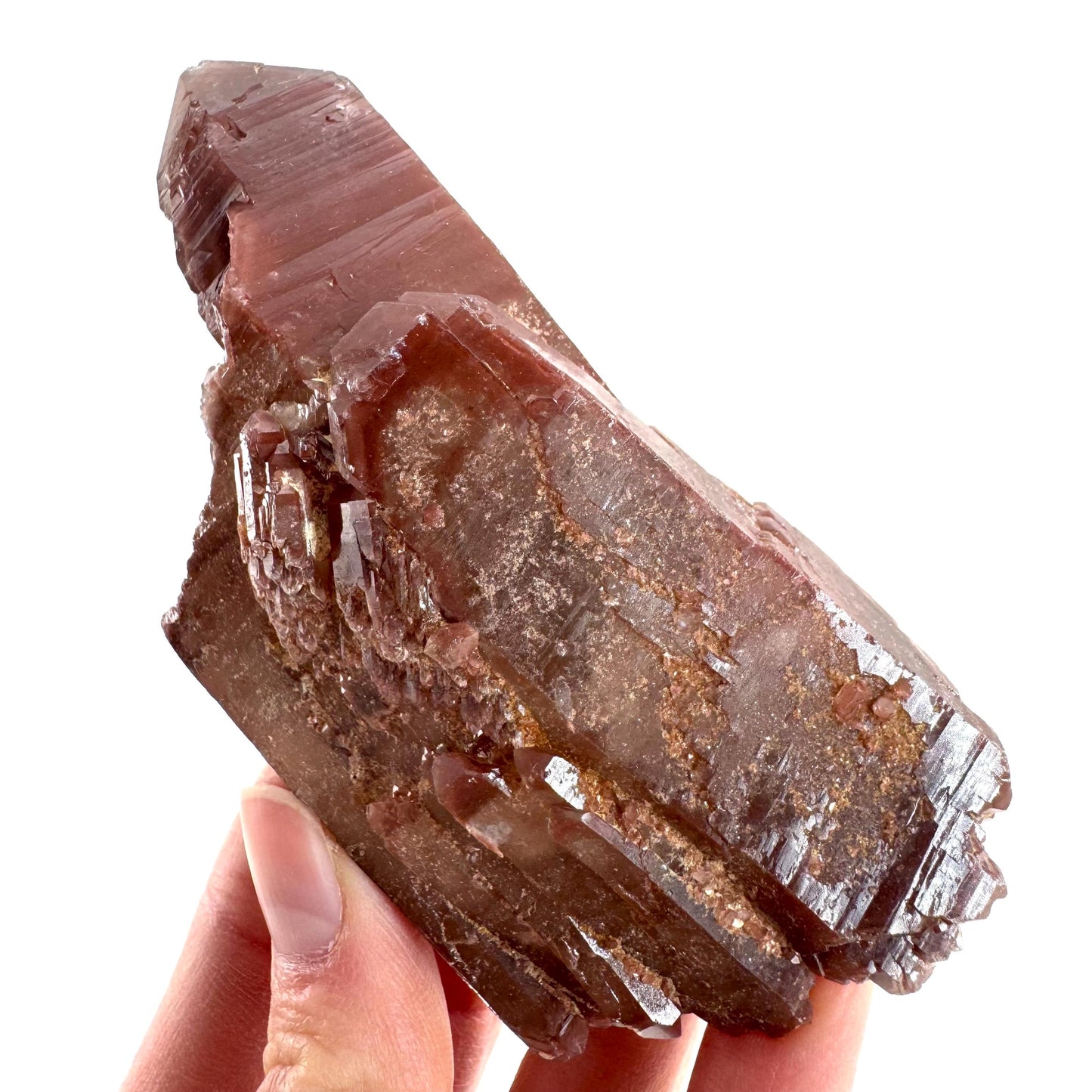 Red Hematite Quartz Crystal | Phantom Fire Quartz, mineral specimen from Zimbabwe