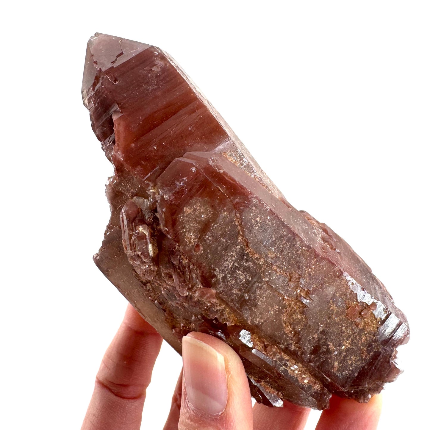 Red Hematite Quartz Crystal | Phantom Fire Quartz, mineral specimen from Zimbabwe