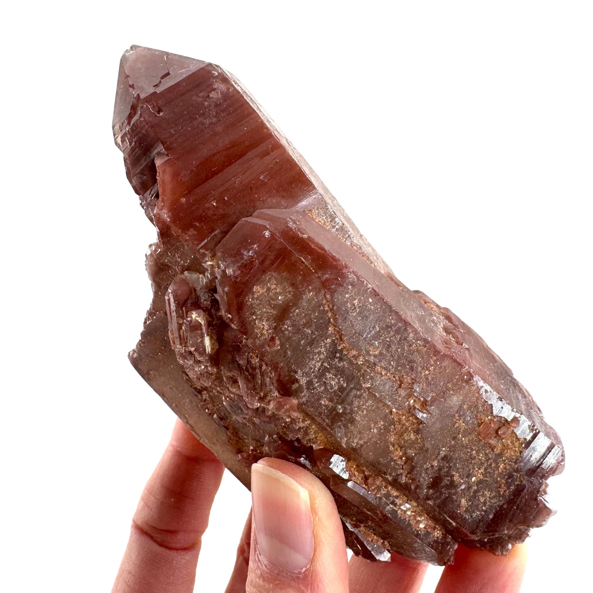 Red Hematite Quartz Crystal | Phantom Fire Quartz, mineral specimen from Zimbabwe