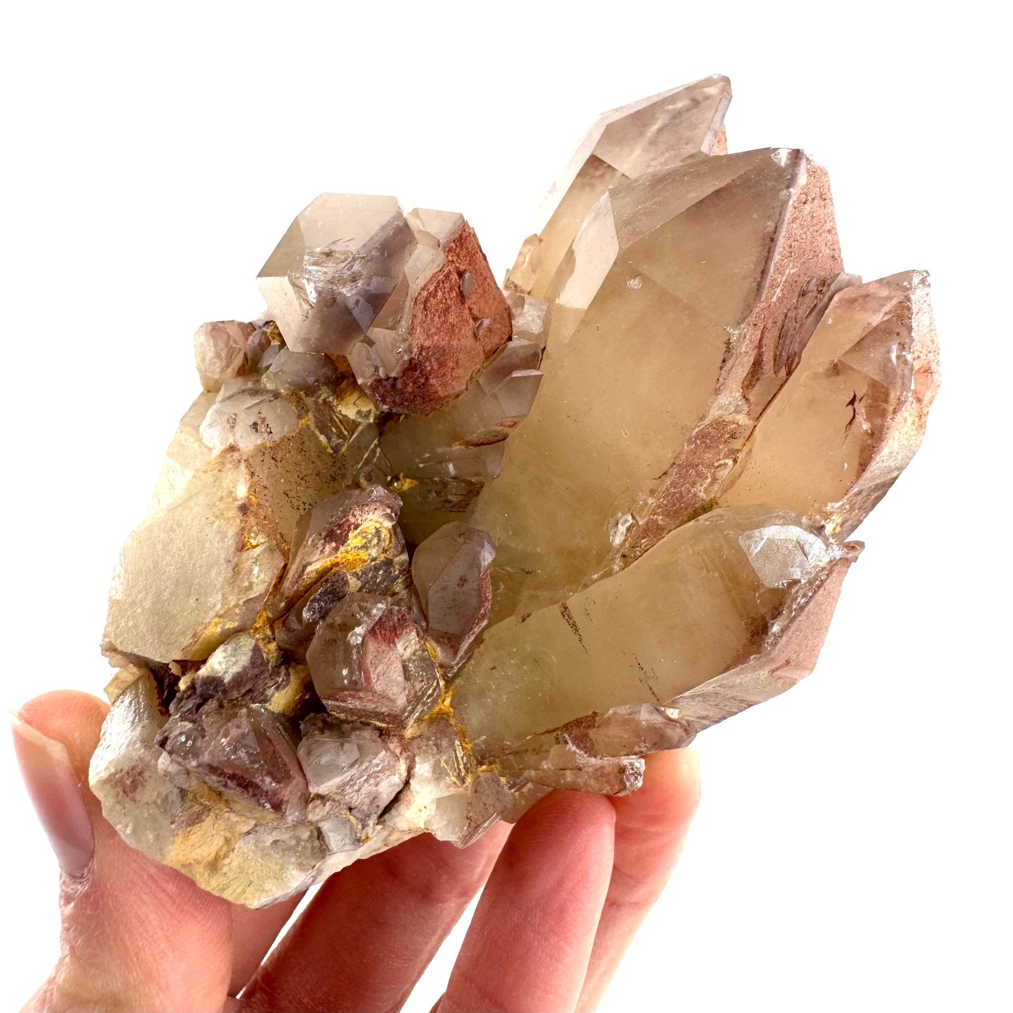 Red Hematite Quartz Crystal | Phantom Fire Quartz, mineral specimen from Zimbabwe