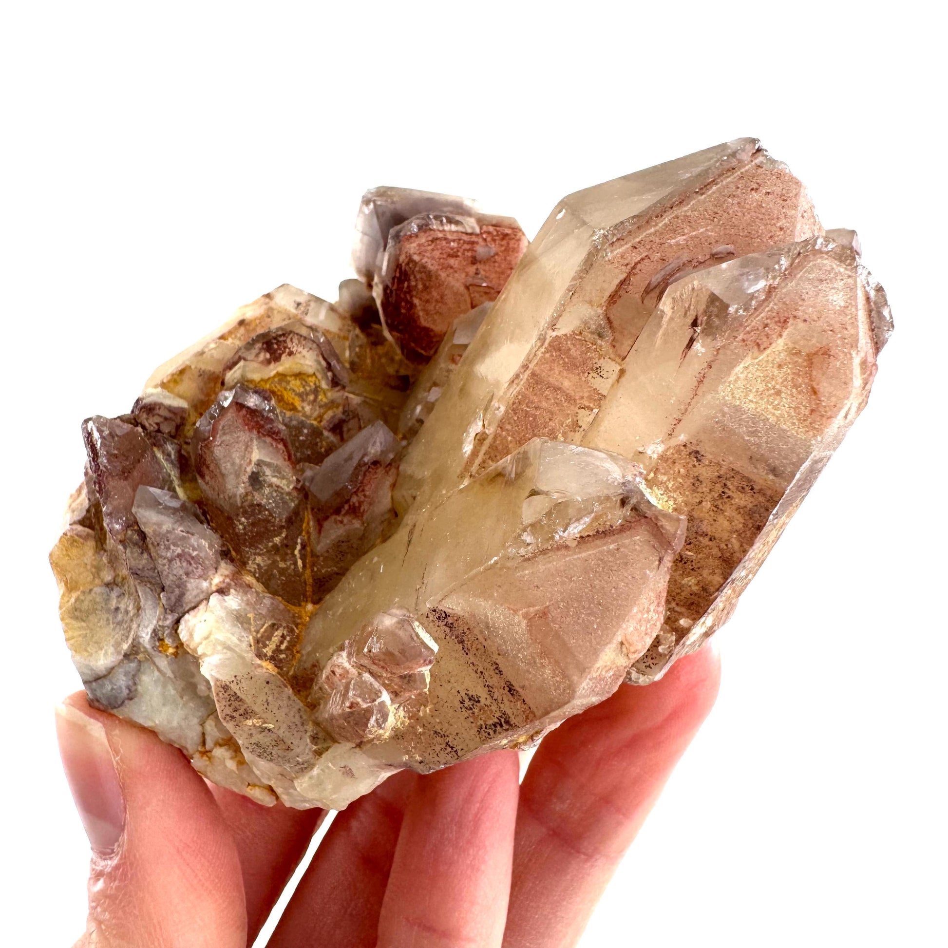 Red Hematite Quartz Crystal | Phantom Fire Quartz, mineral specimen from Zimbabwe