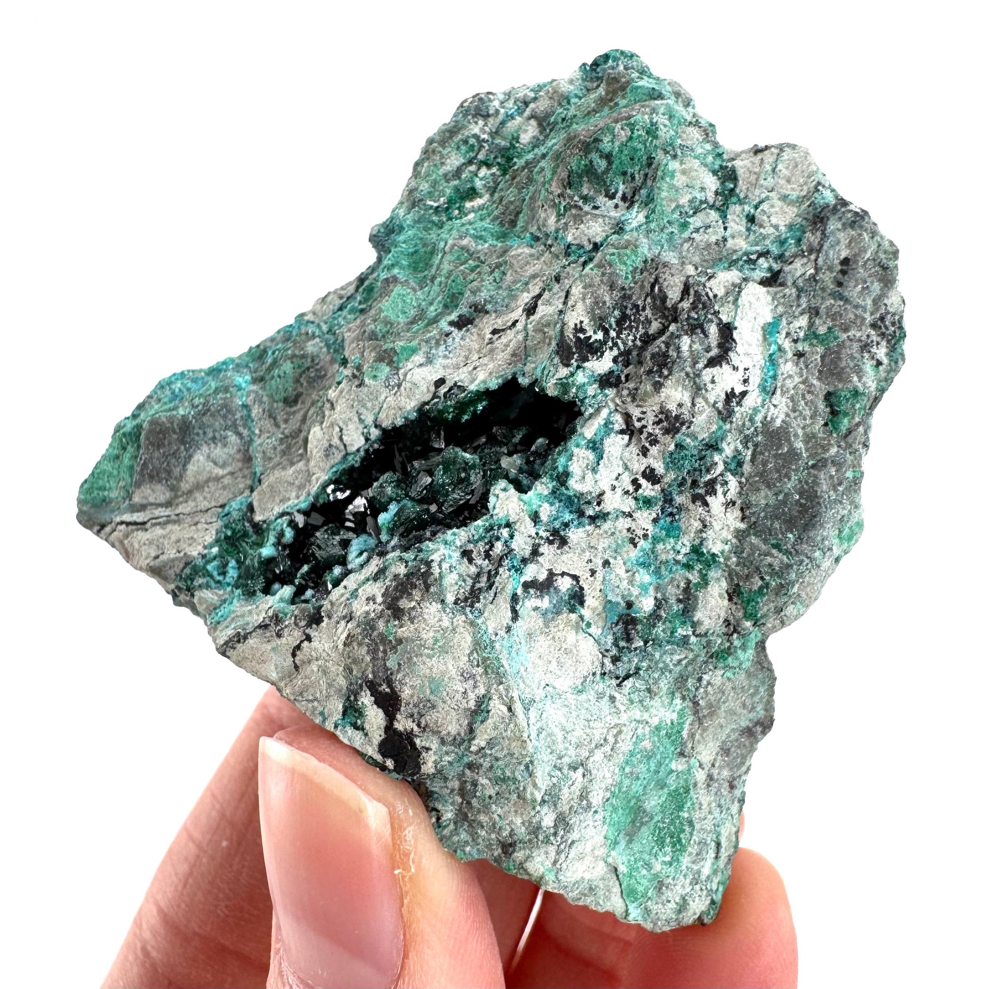 Chrysocolla w/ Malachite | blue crystal, mineral specimen from DR Congo