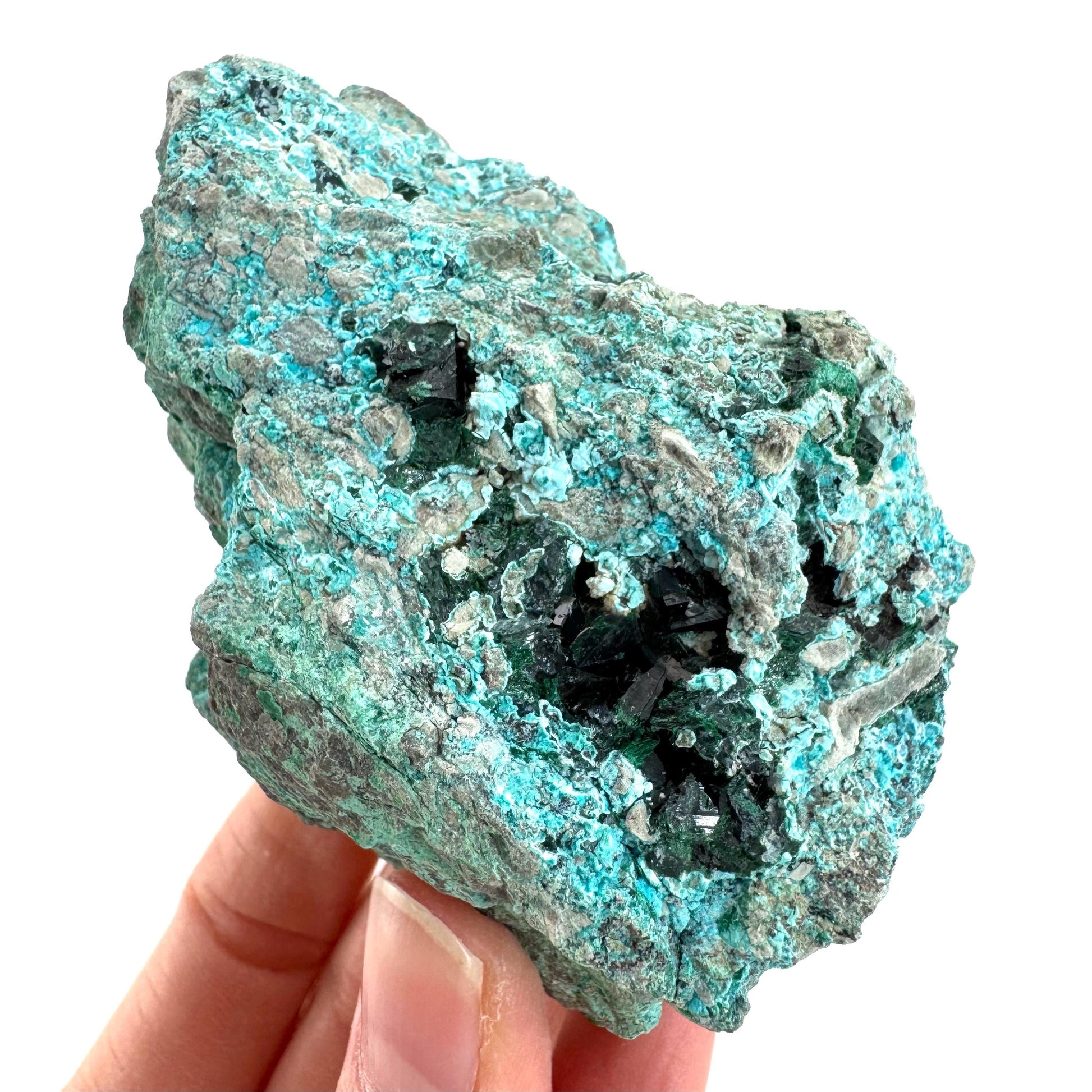 Chrysocolla w/ Malachite | blue crystal, mineral specimen from DR Congo