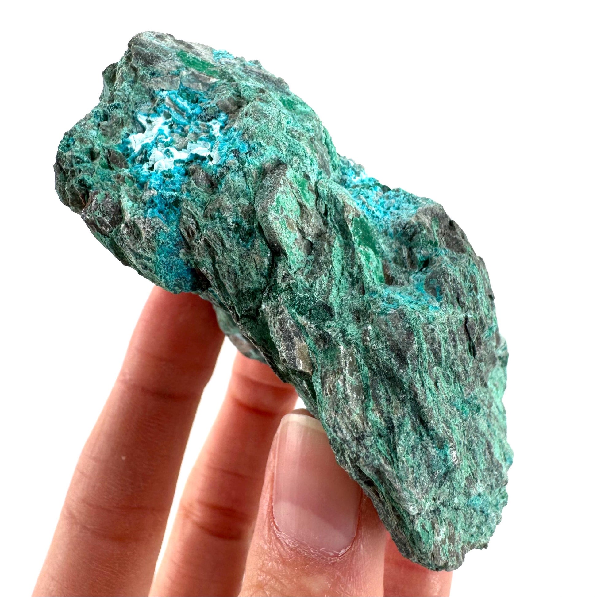 Chrysocolla w/ Malachite | blue crystal, mineral specimen from DR Congo