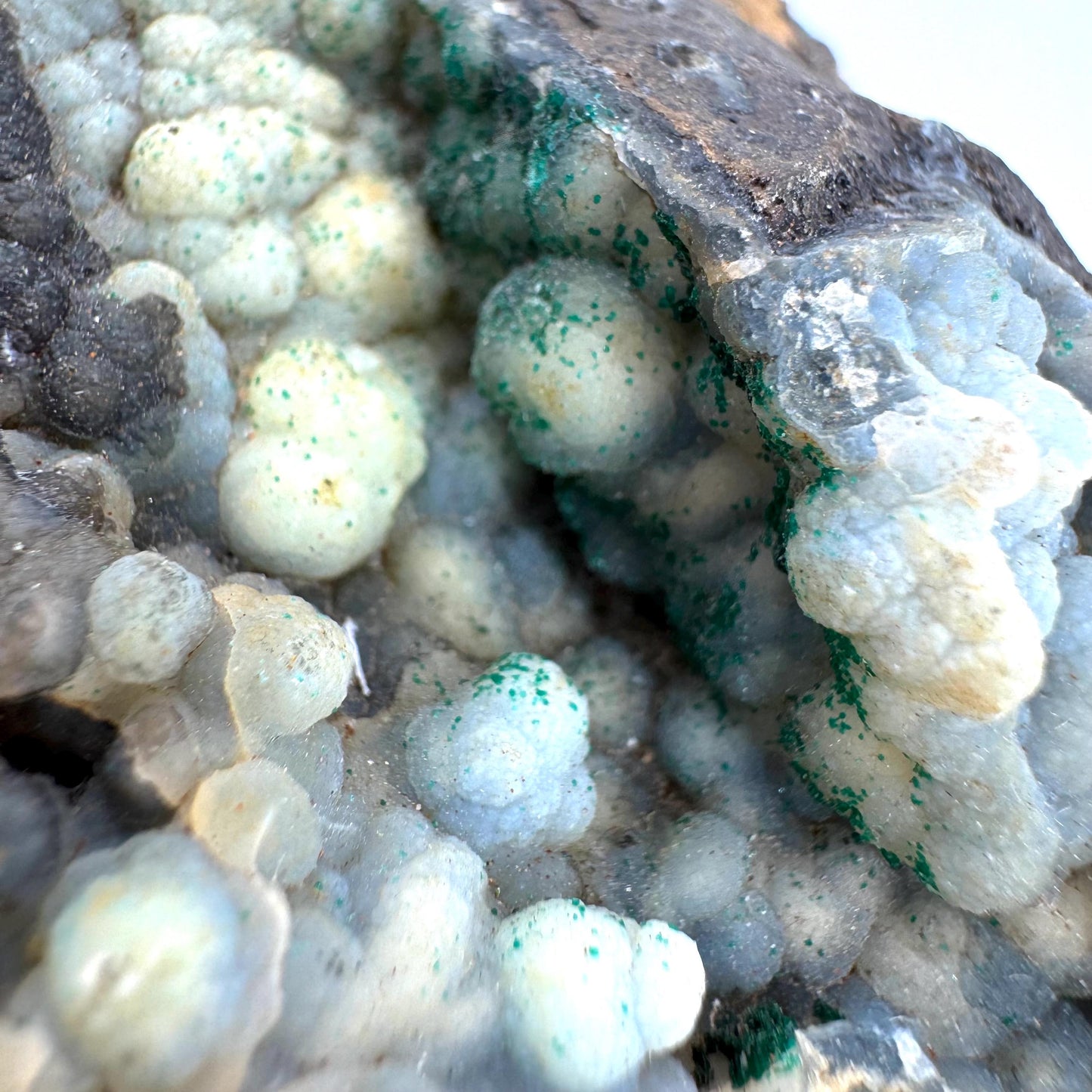 Malachite on Chalcedony | Botryoidal crystal, mineral specimen from DR Congo