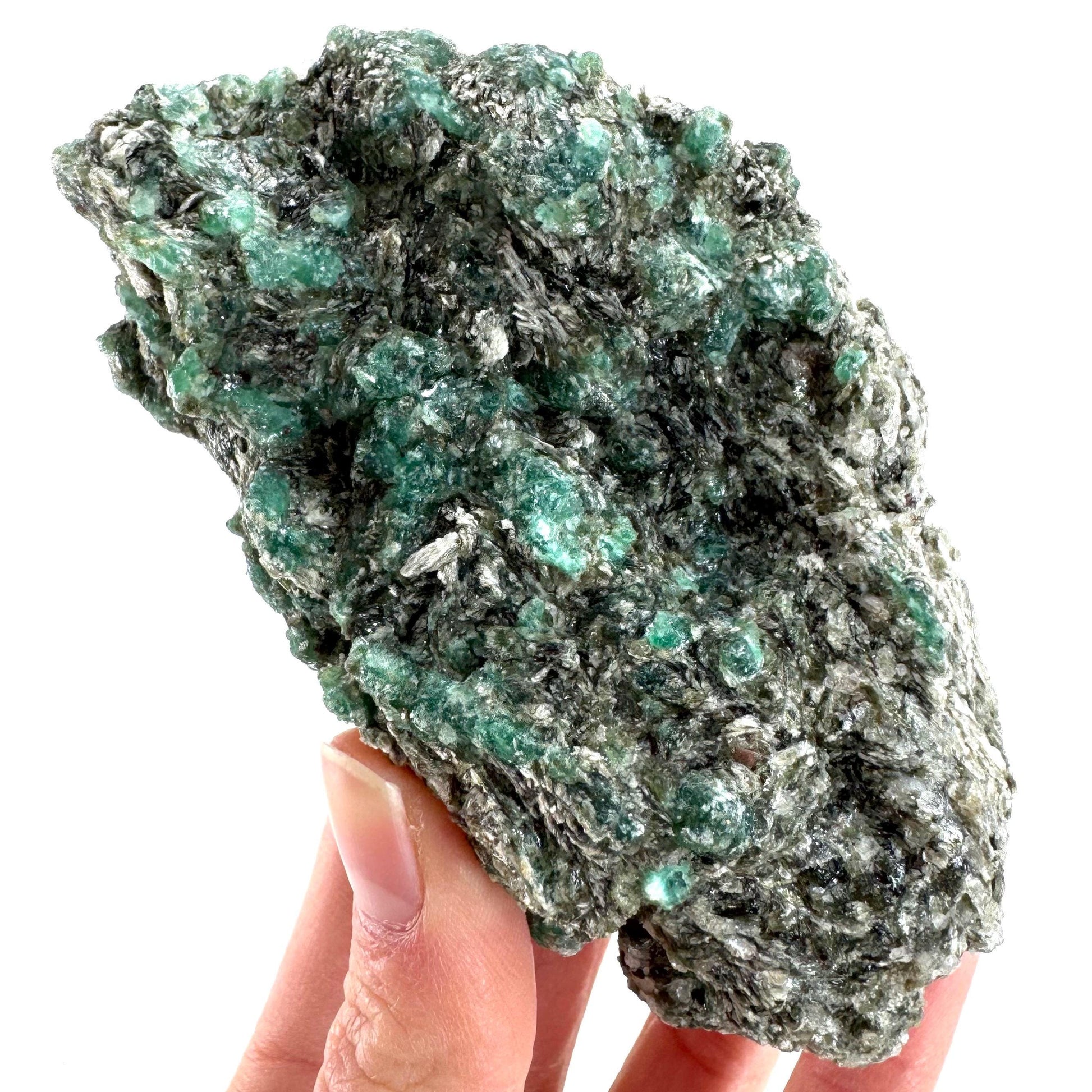 Emerald Mica in Matrix | natural green crystal, mineral specimen from Zimbabwe