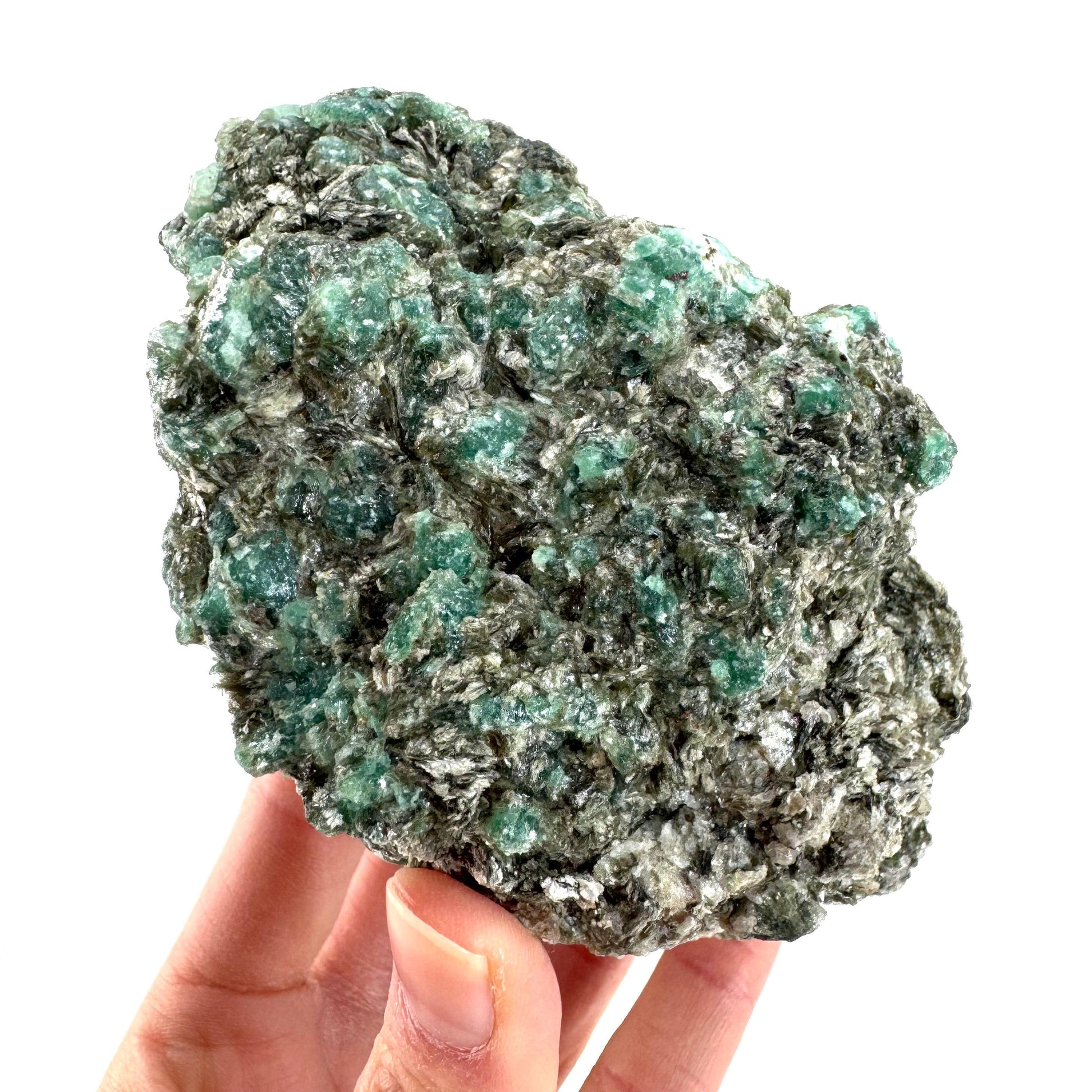 Emerald Mica in Matrix | natural green crystal, mineral specimen from Zimbabwe