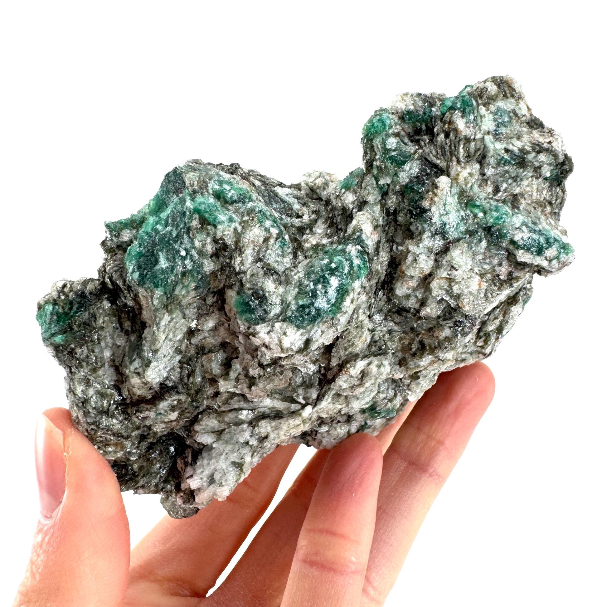 Emerald Mica in Matrix | natural green crystal, mineral specimen from Zimbabwe