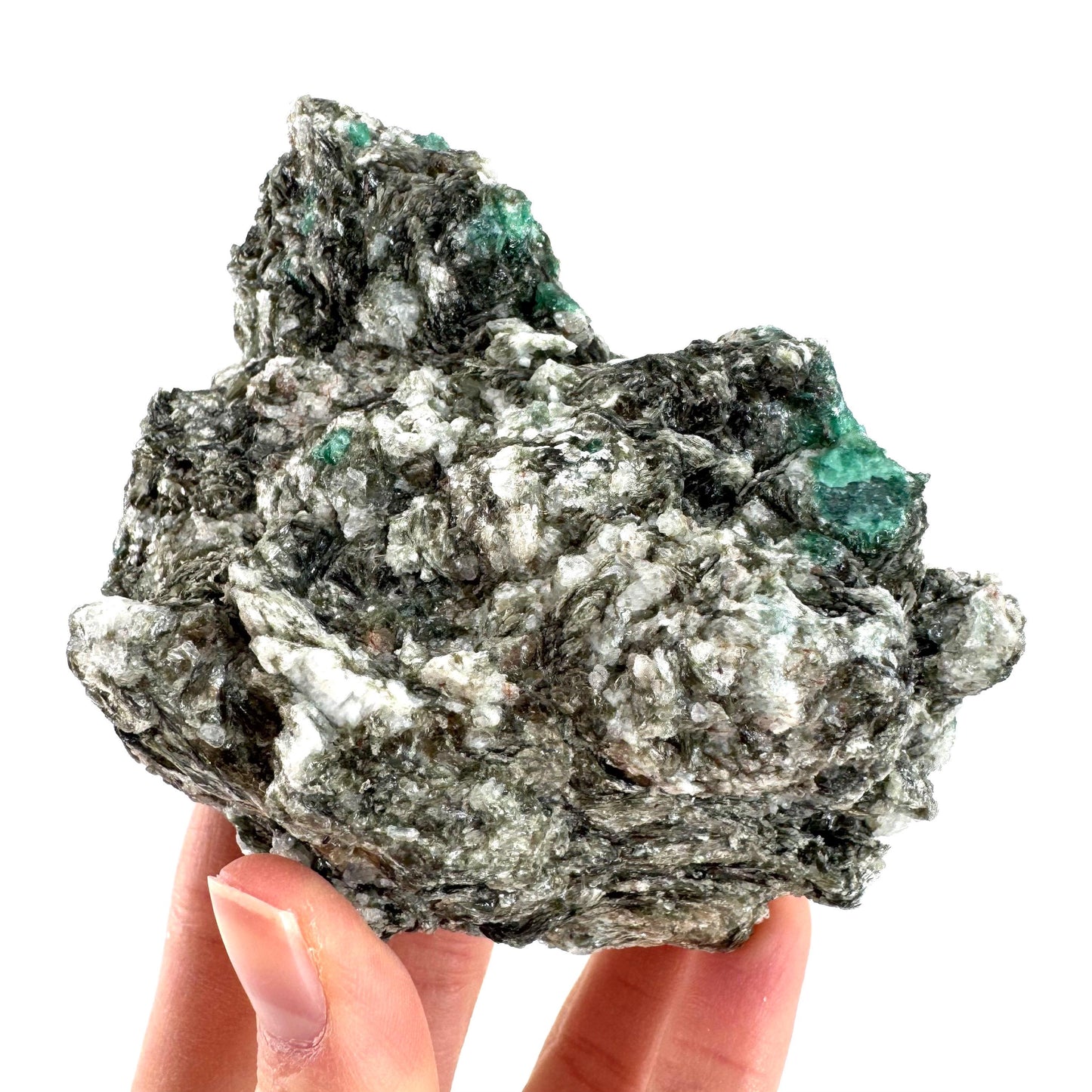 Emerald Mica in Matrix | natural green crystal, mineral specimen from Zimbabwe