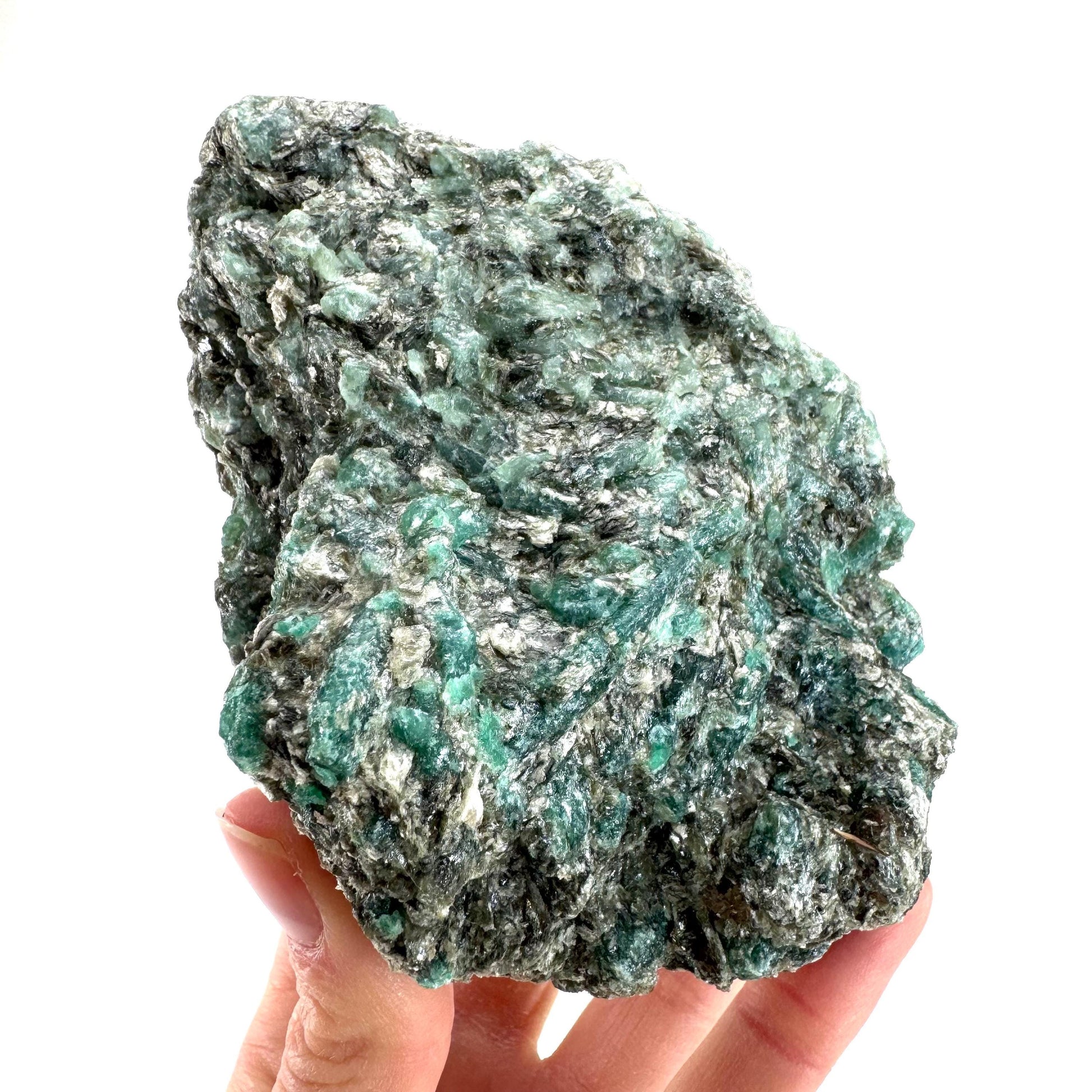 Emerald Mica in Matrix | natural green crystal, mineral specimen from Zimbabwe